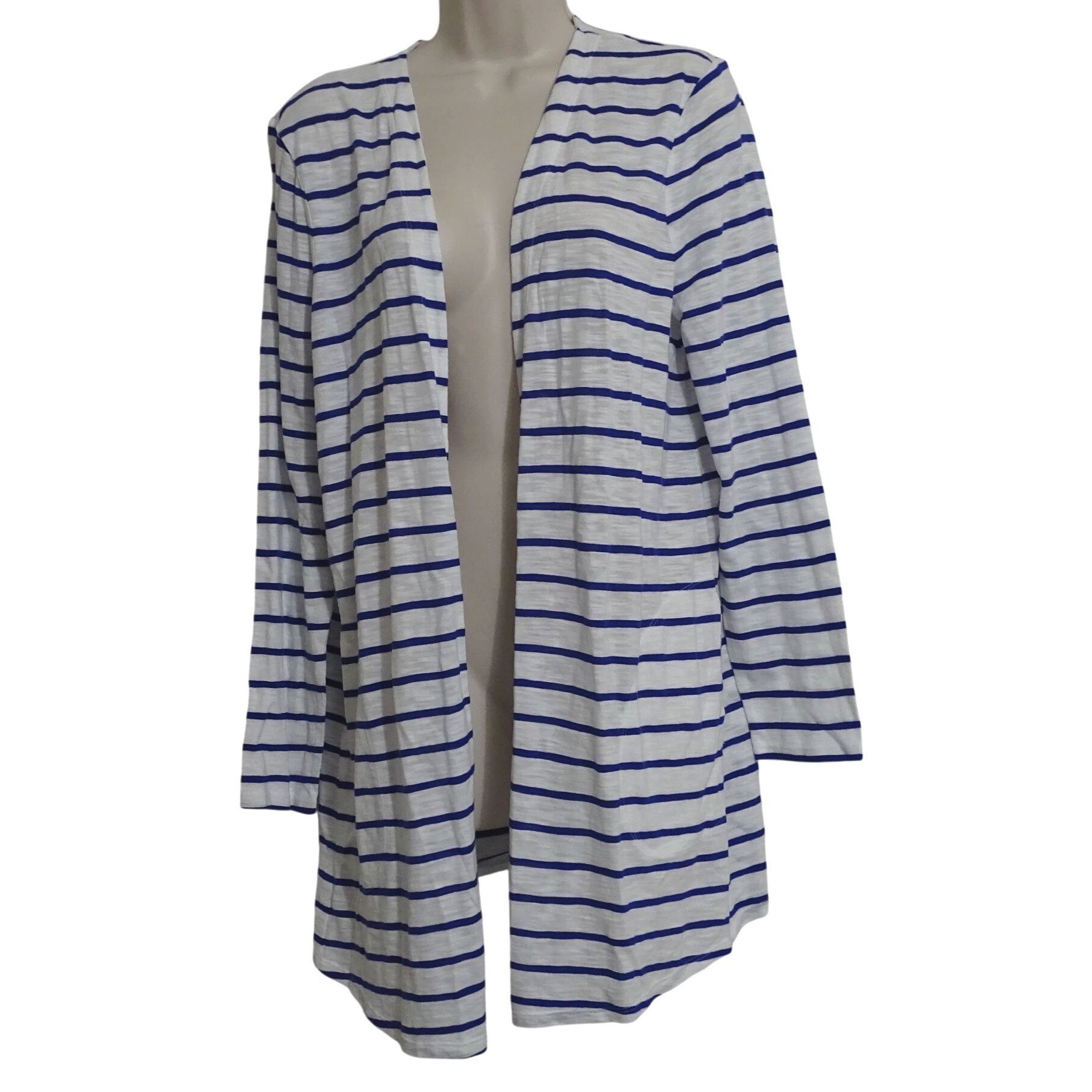 Chicos Chicos The Ultimate Tee Open Cardigan Stripe Blue Size M Size M / US 6-8 / IT 42-44 - 1 Thumbnail