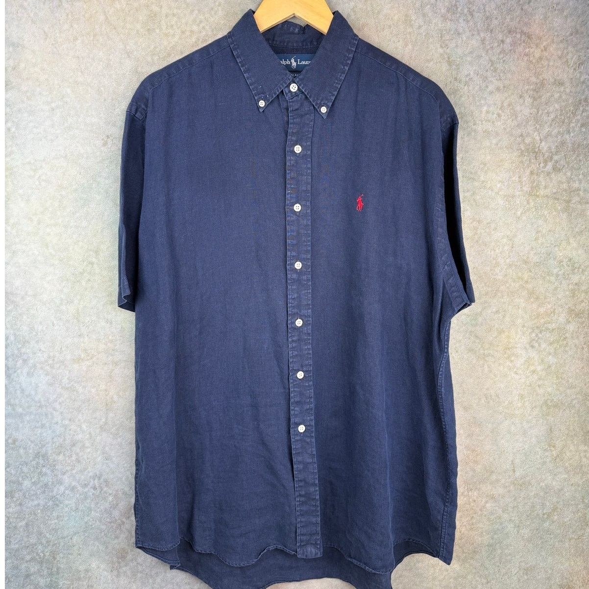 Polo Ralph Lauren × Vintage VTG 90s Polo Ralph Lauren 100% Linen Shirt Mens Sz L Navy Size US L / EU 52-54 / 3 - 1 Thumbnail