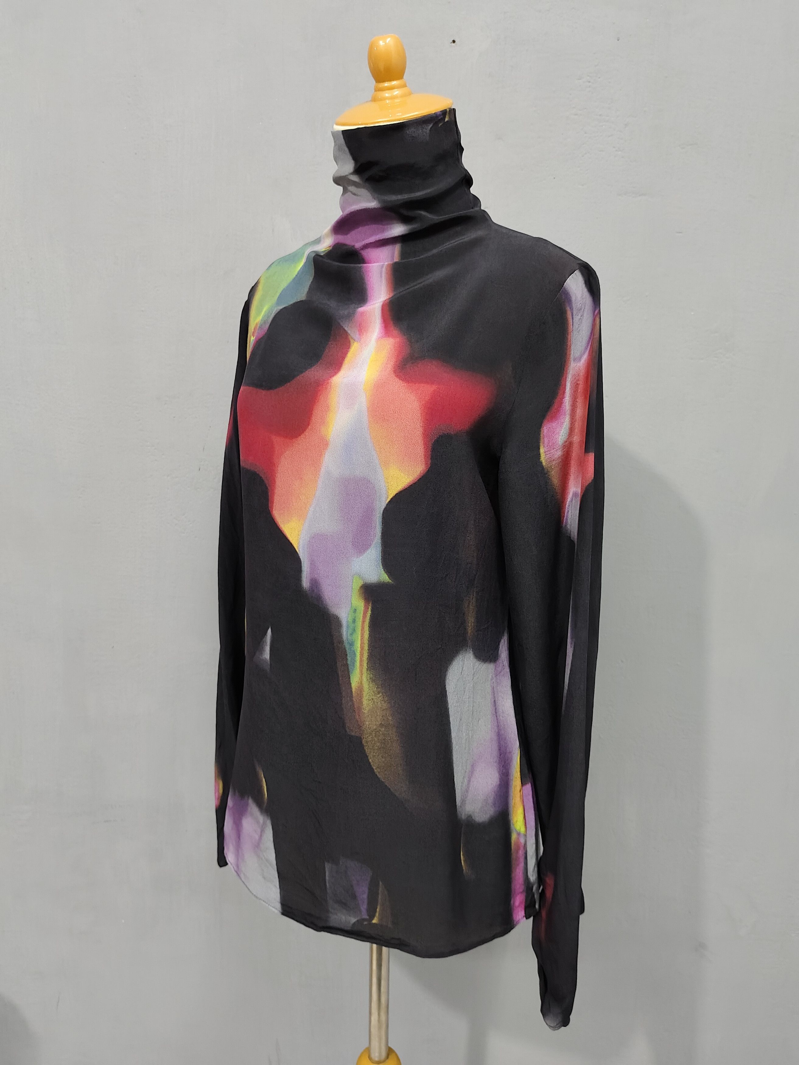 Moschino Moschino Cheapandchic❤️‍🔥Abstract Art Sheer Turtleneck Top Size M / US 6-8 / IT 42-44 - 3 Thumbnail