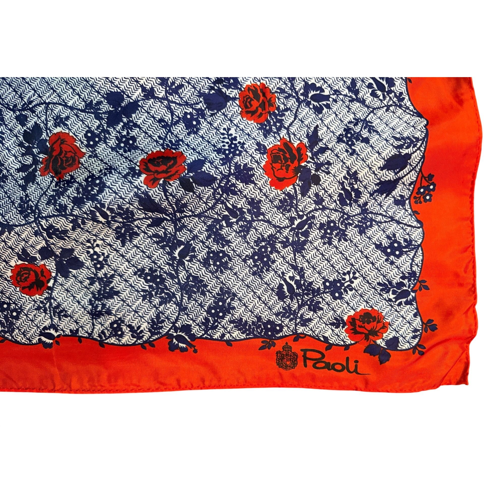 Vintage Vintage Paoli Red & Blue Rose Patterned Acetate Scarf Made I Size ONE SIZE - 2 Thumbnail
