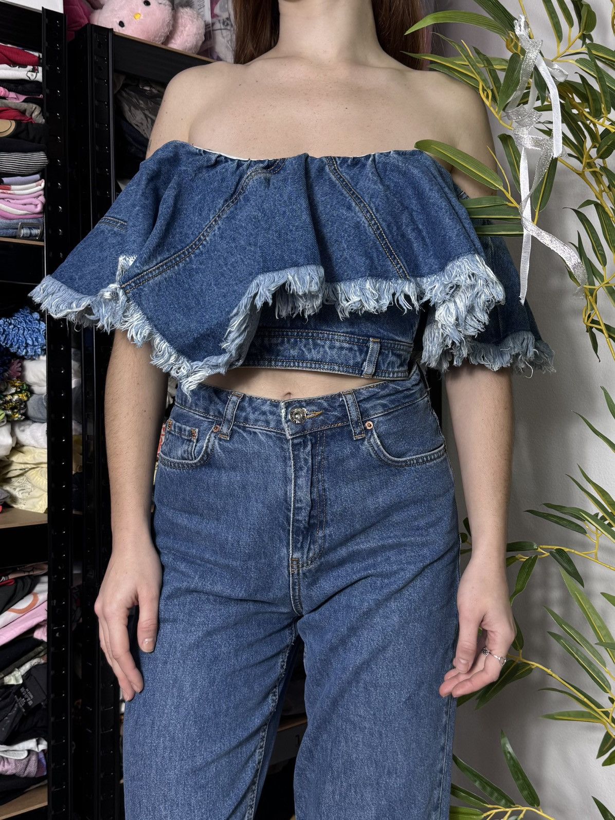 Philosophy di Lorenzo Serafini VINTAGE PHILOSOPHY DI LORENZO SERAFINI RUSHES DENIM CROP TOP Size XS / US 0-2 / IT 36-38 - 10 Thumbnail