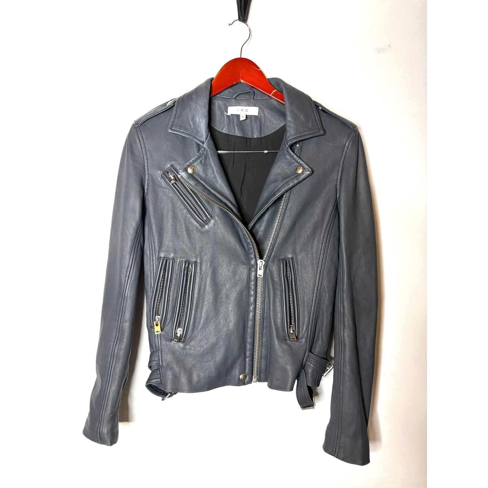 Iro IRO Han 100% Lamb Moto Leather Jacket sz FR 38 US 6 Size M / US 6-8 / IT 42-44 - 2 Thumbnail