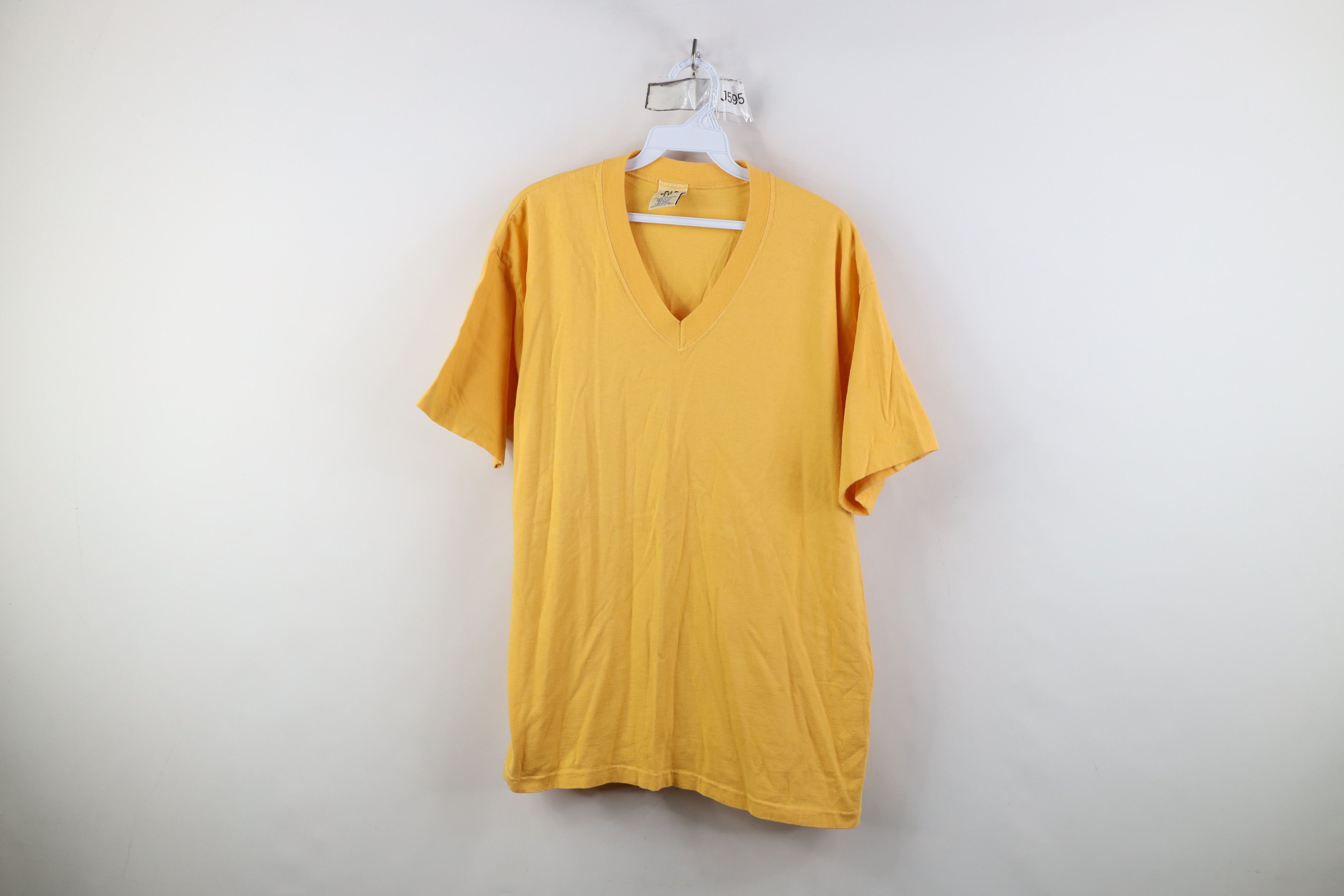 Gap Vintage 90s Gap Pigment Dye V-Neck T-Shirt Yellow Cotton USA Size US S / EU 44-46 / 1 - 1 Thumbnail