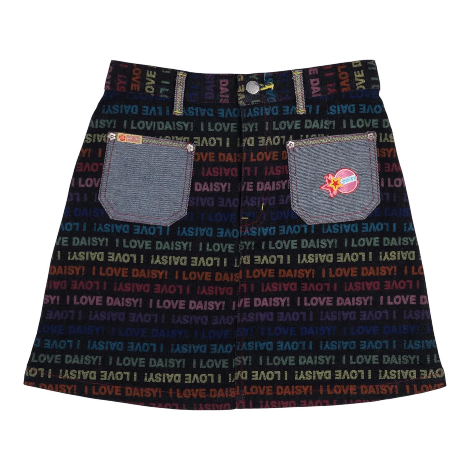 Other Daisy Lovers “I LOVE DAISY!” Rainbow Denim Skirt Size ONE SIZE - 1 Thumbnail