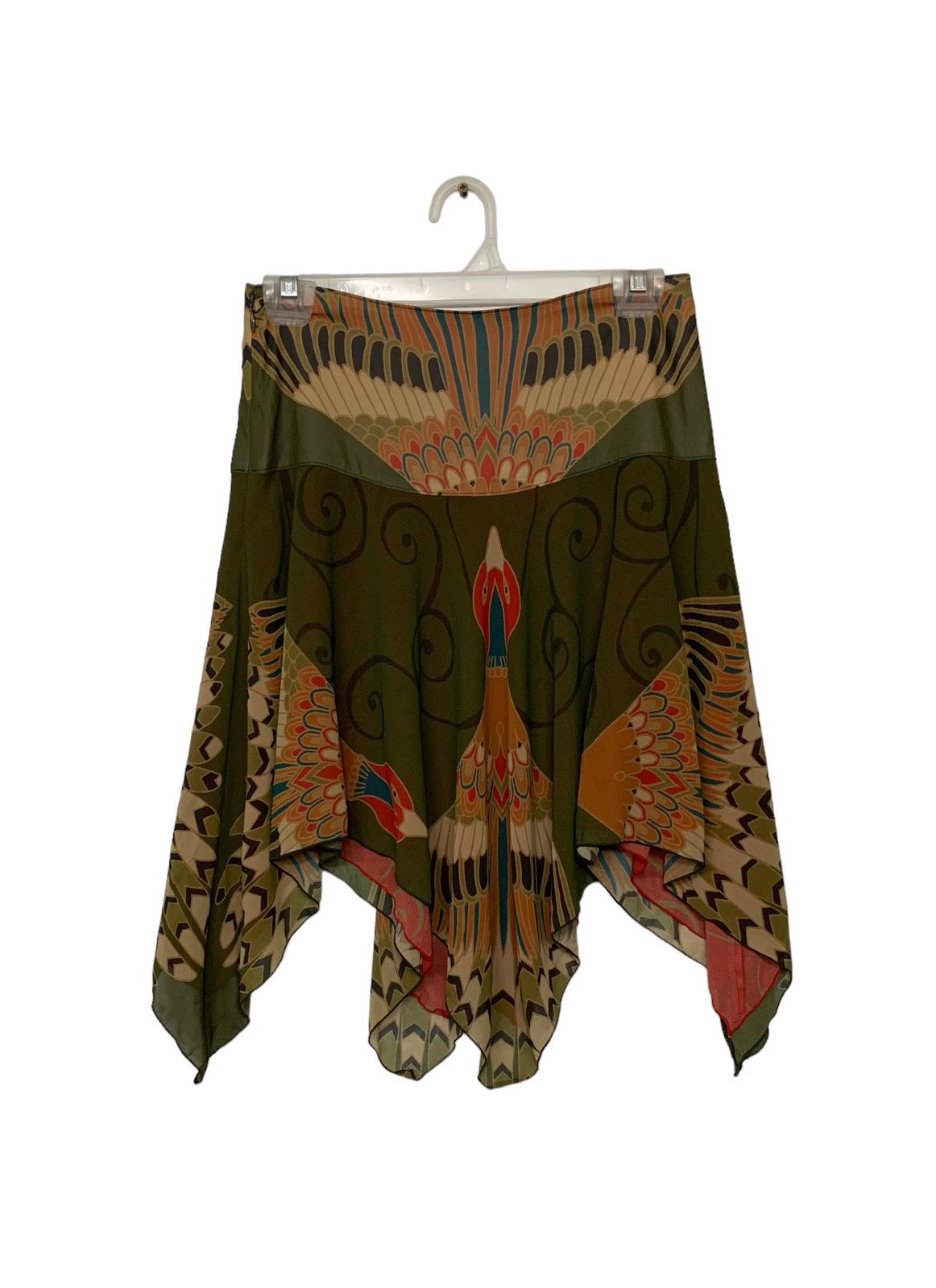 image of Art Mash Mania Bird Motif Mini Skirt Style in Dark Green, Women's (Size 28)