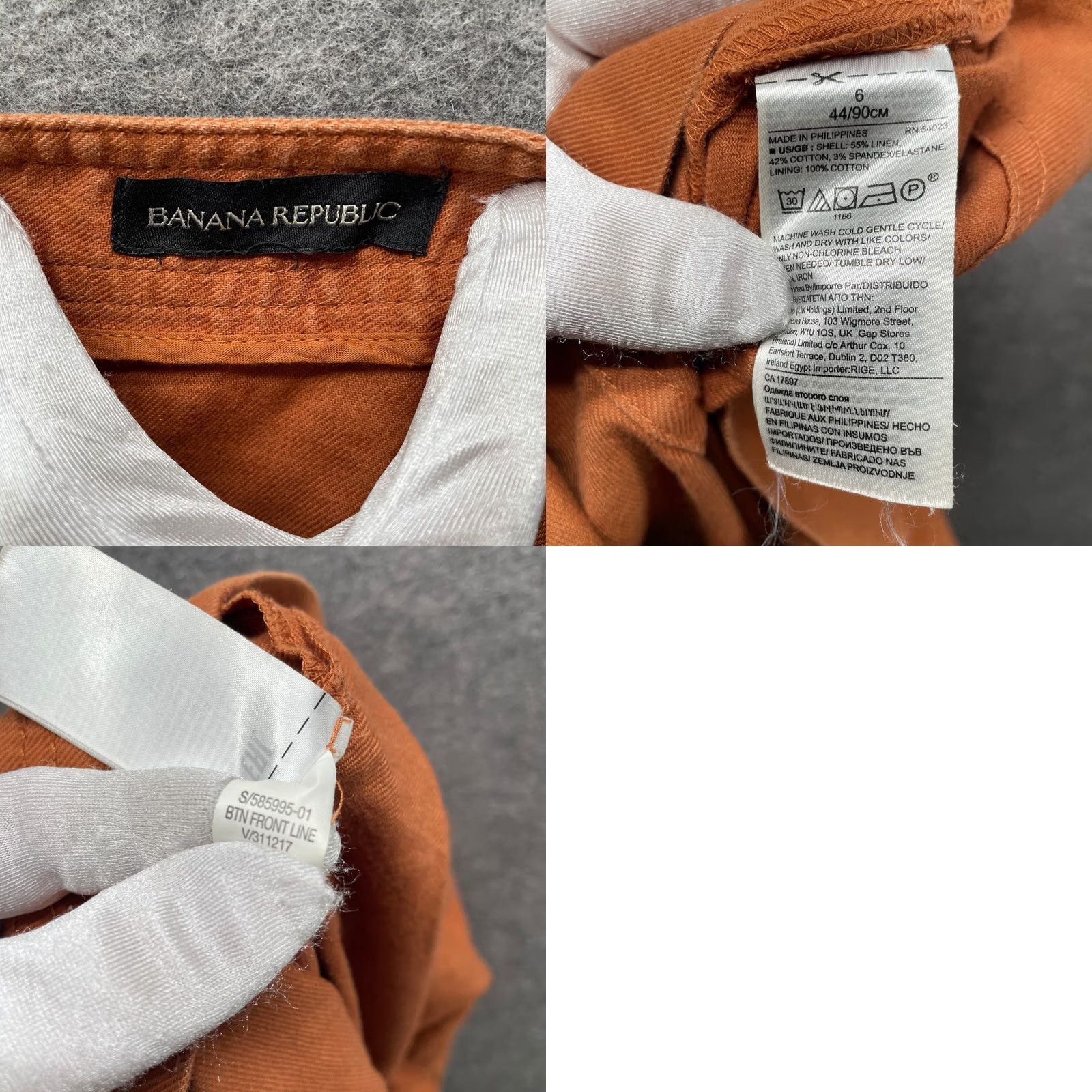 Banana Republic VINTAGE Banana Republic Linen Blend Midi Skirt Womens 6 Tan Button Front Terracotta Size 28" / US 6 / IT 42 - 8 Thumbnail