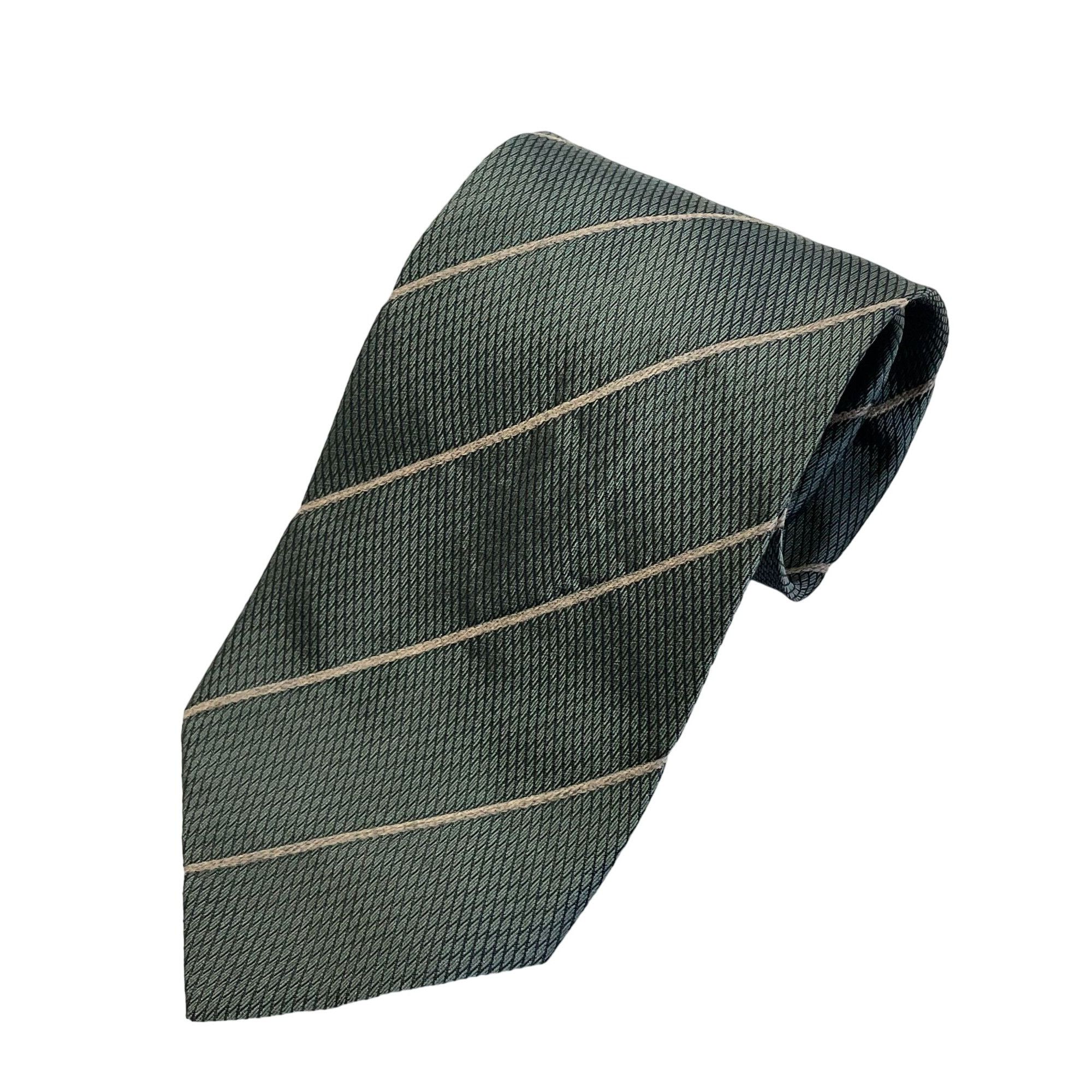 Giorgio Armani Vtg Giorgio Armani Collezioni Khaki Gray Woven Silk Necktie Size ONE SIZE - 1 Thumbnail