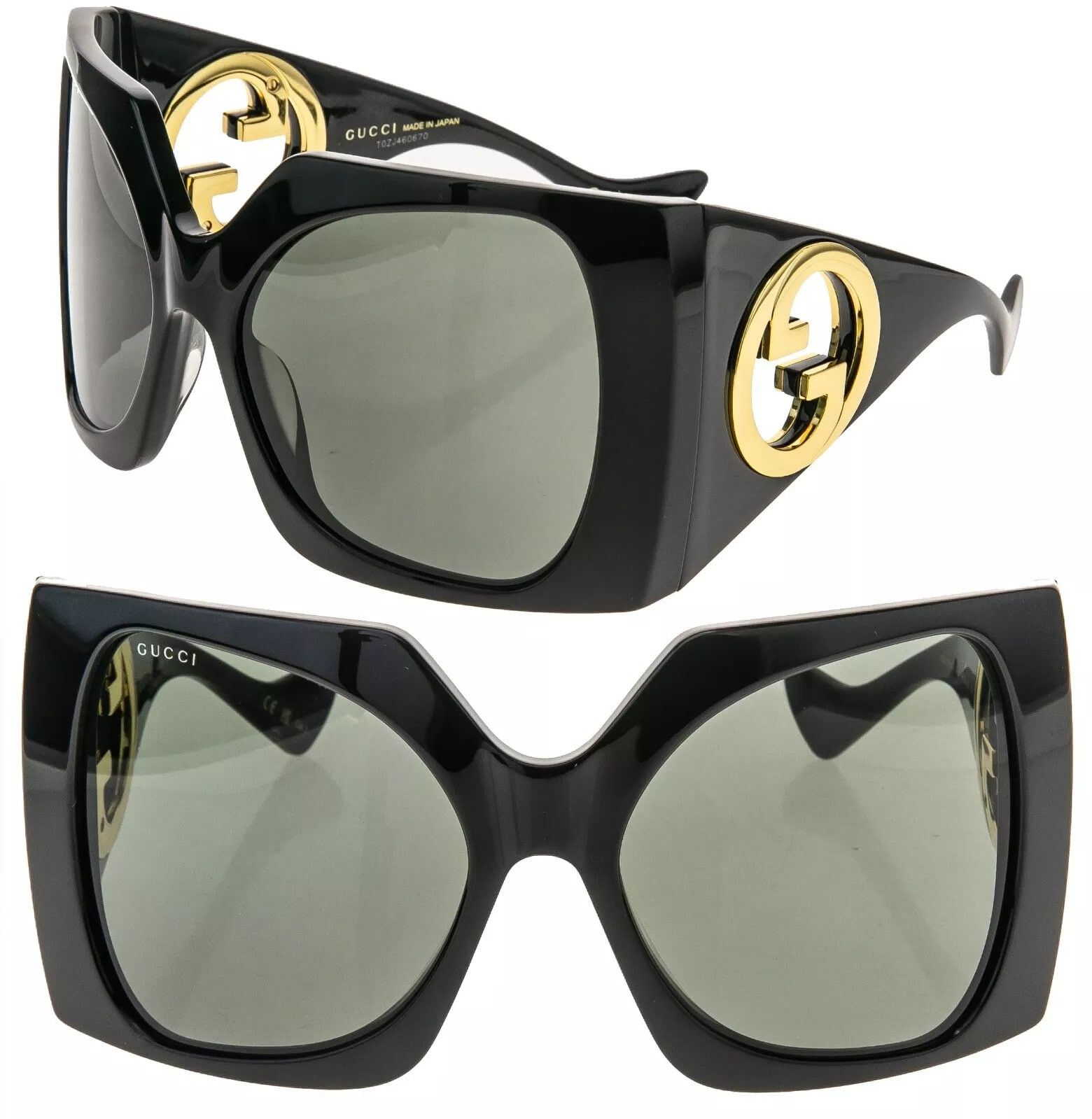 Gucci GUCCI 1255 Black Gold Logo Gg1255S Oversized Mask Wrap 001 Size ONE SIZE - 1 Thumbnail