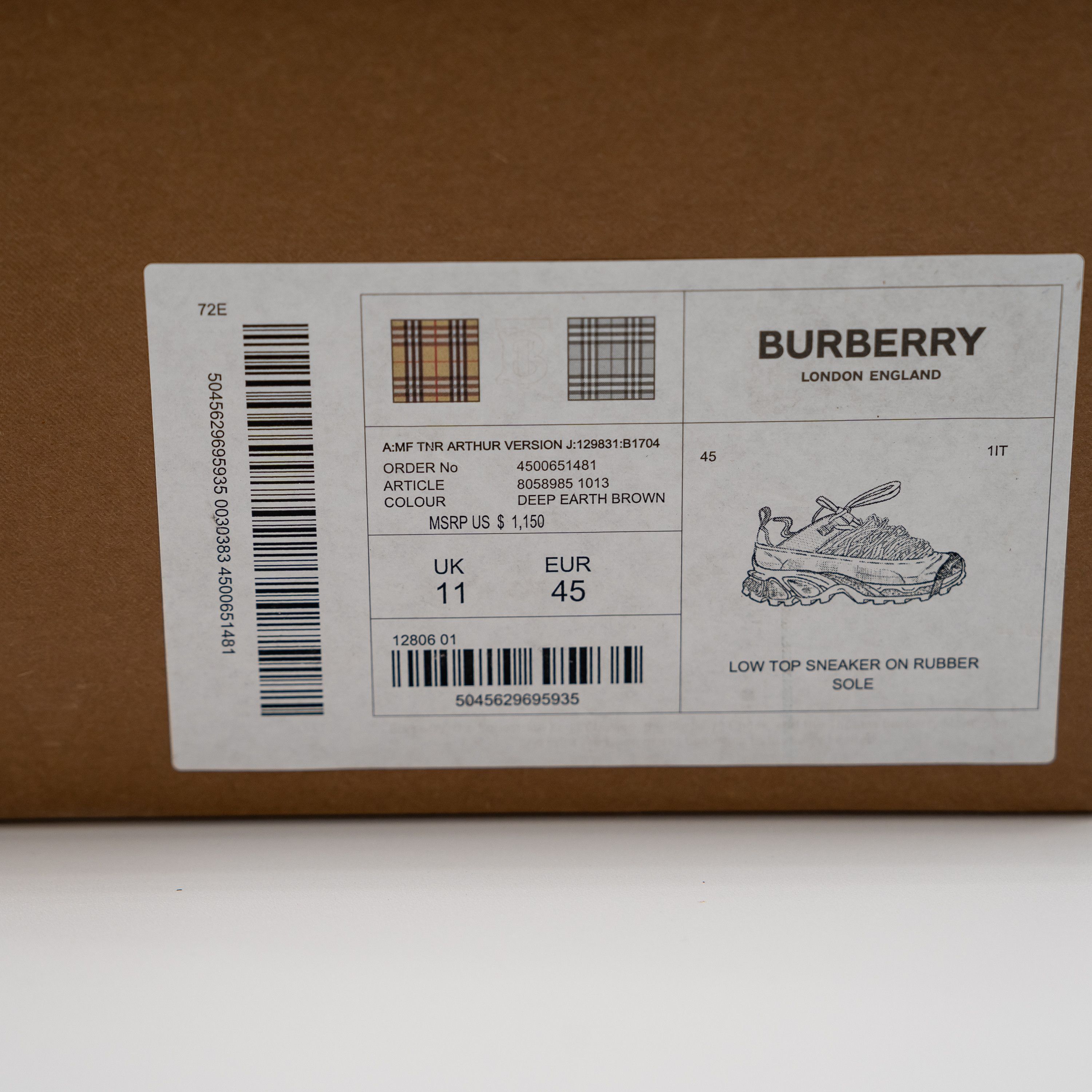 Burberry Burberry Arthur Lace Brown Sneakers Leather Earth Big Laces Size US 12 / EU 45 - 12 Thumbnail