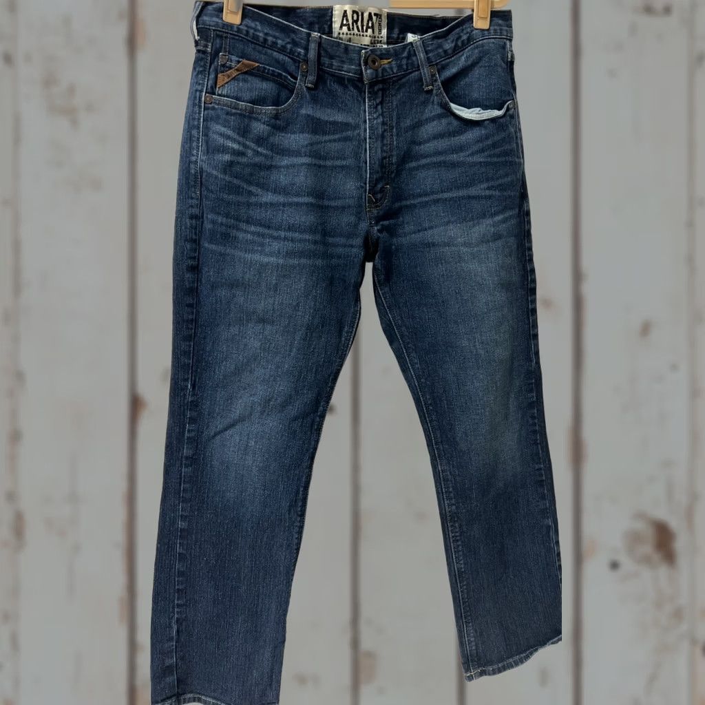 Ariat Ariat Jeans M5 Slim Straight 36x32 Mens Blue Denim Medium 5-Pocket Cowboy Workwear Logo Buffallo Nickel zipper button Leather none? Size US 36 / EU 52 - 1 Thumbnail