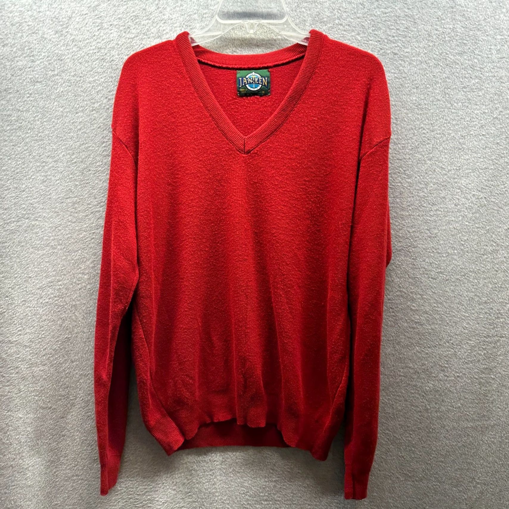 Jantzen VINTAGE Jantzen Sweater Mens XL Red Knit Acrylic V-Neck 80s Pullover Long Sleeve Size US XL / EU 56 / 4 - 2 Thumbnail