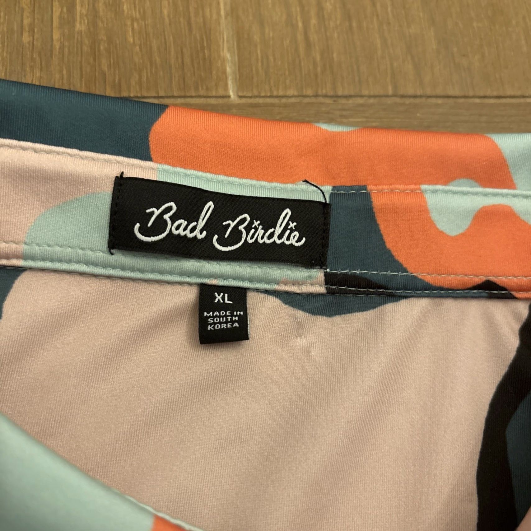 Vintage Bad Birdie Golf Polo Shirt Abstract Camo Green Pink Orange Performance Size XL Size US XL / EU 56 / 4 - 2 Thumbnail