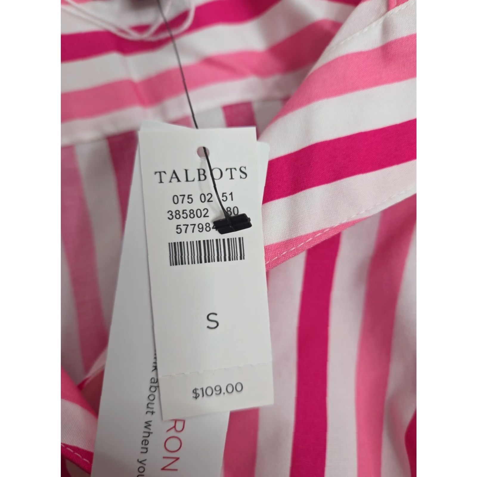 Talbots Talbots Shirt Striped Button-Up Women Small White Cozy Classic Preppy 90s Talbots Joyful Non-iron Popover Printed Long Sleeve Shirt Small Pink Size S / US 4 / IT 40 - 3 Thumbnail