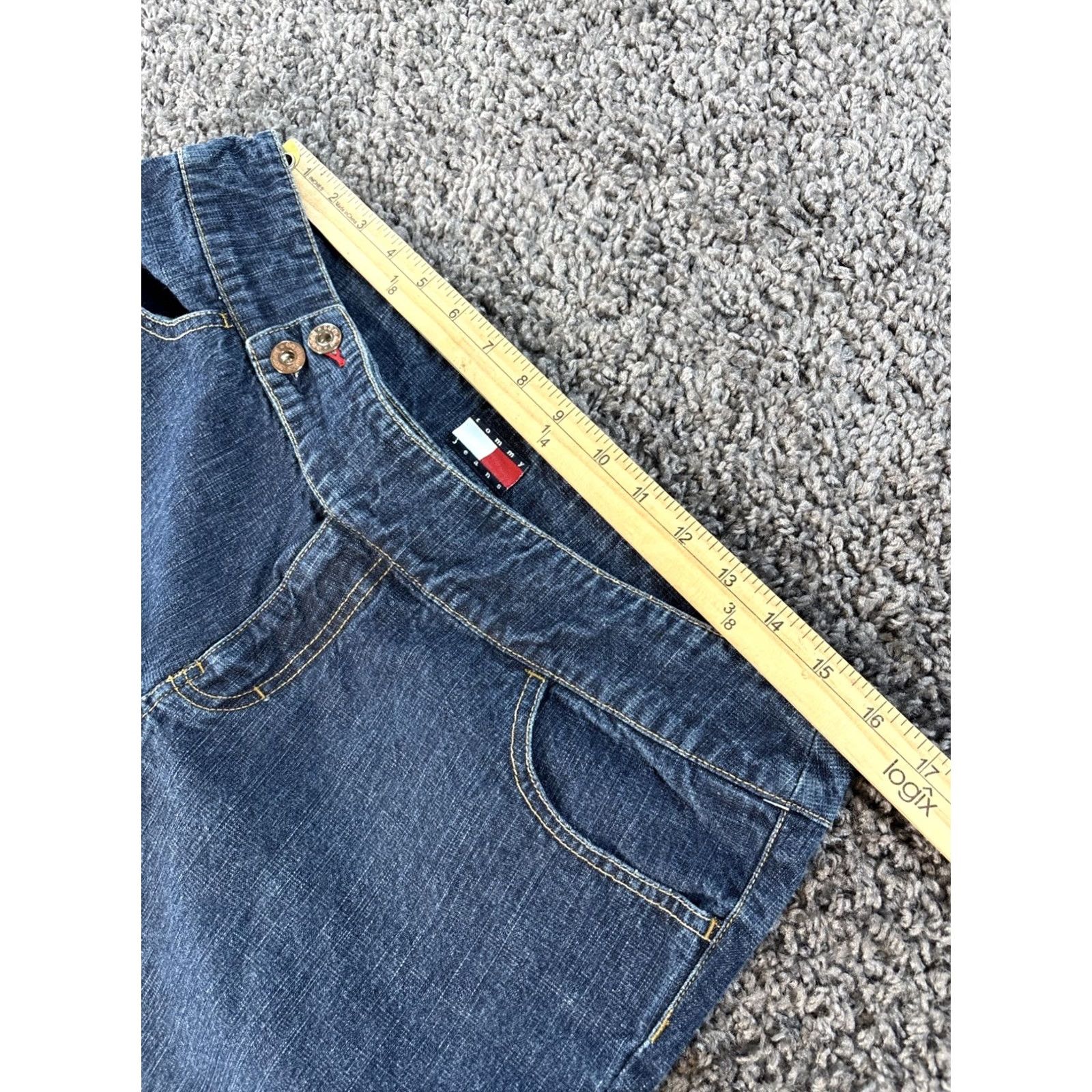 Tommy Hilfiger VINTAGE Tommy Hilfiger Jeans Womens 32x29 Baggy Boot Flare Dark Wash 90s Womens Jeans Flared Pocket blue Size 24" / US 00 / IT 34 - 4 Thumbnail