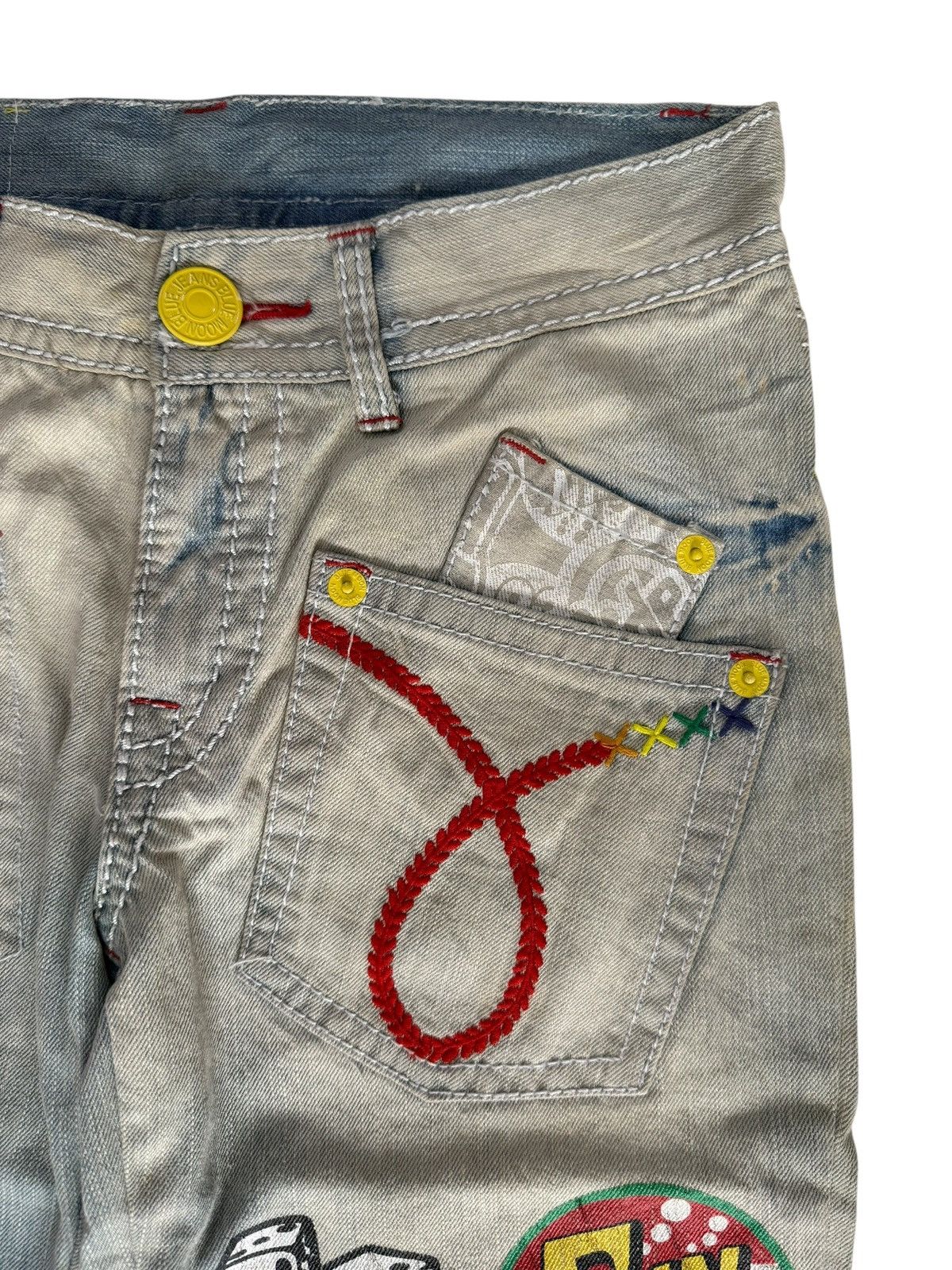 Japanese Brand Y2K Blue Moon Blue Denim Jeans Design Art Hippie Style Size US 28 / EU 44 - 6 Thumbnail