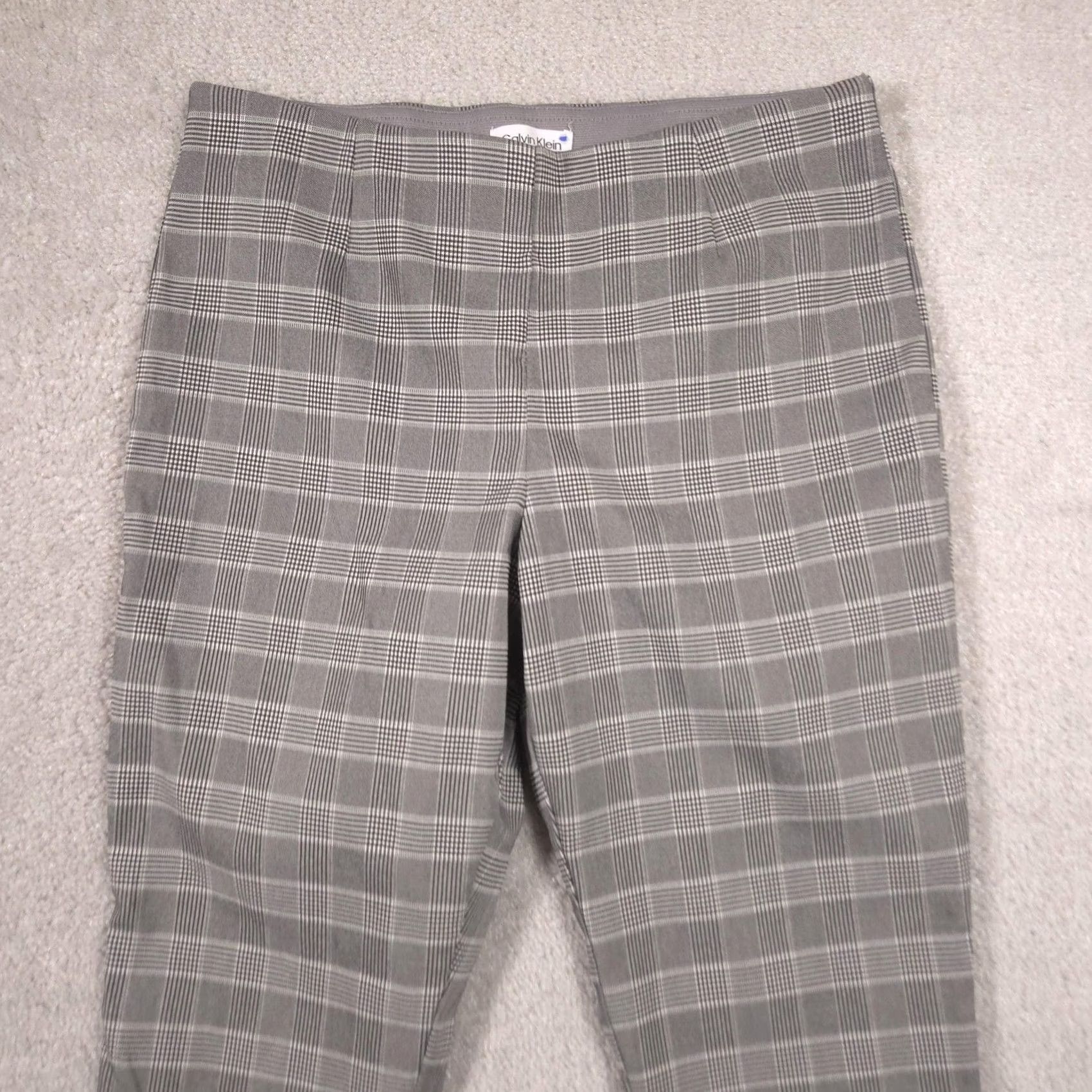 Calvin Klein Calvin Klein Dress Pants Womens M Gray Plaid Twill Pull On Slim Stretch Career Size 32" / US 10 / IT 46 - 3 Thumbnail
