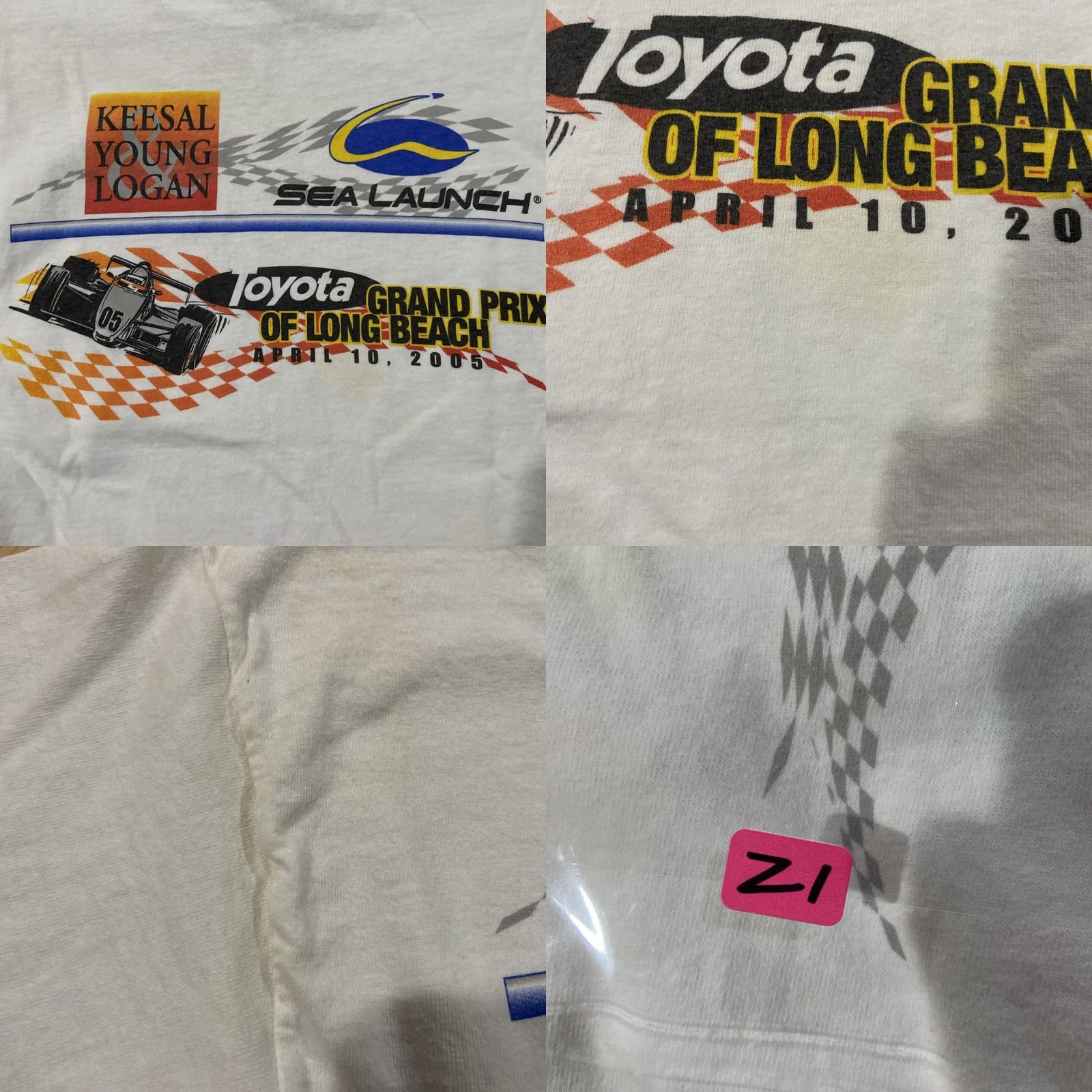 Hanes VINTAGE Hanes Grand Prix Shirt Mens S 2005 Long Beach White Cotton Graphic Print Short Sleeve Crew Neck Cars Double-Sided Mens Size US S / EU 44-46 / 1 - 8 Thumbnail