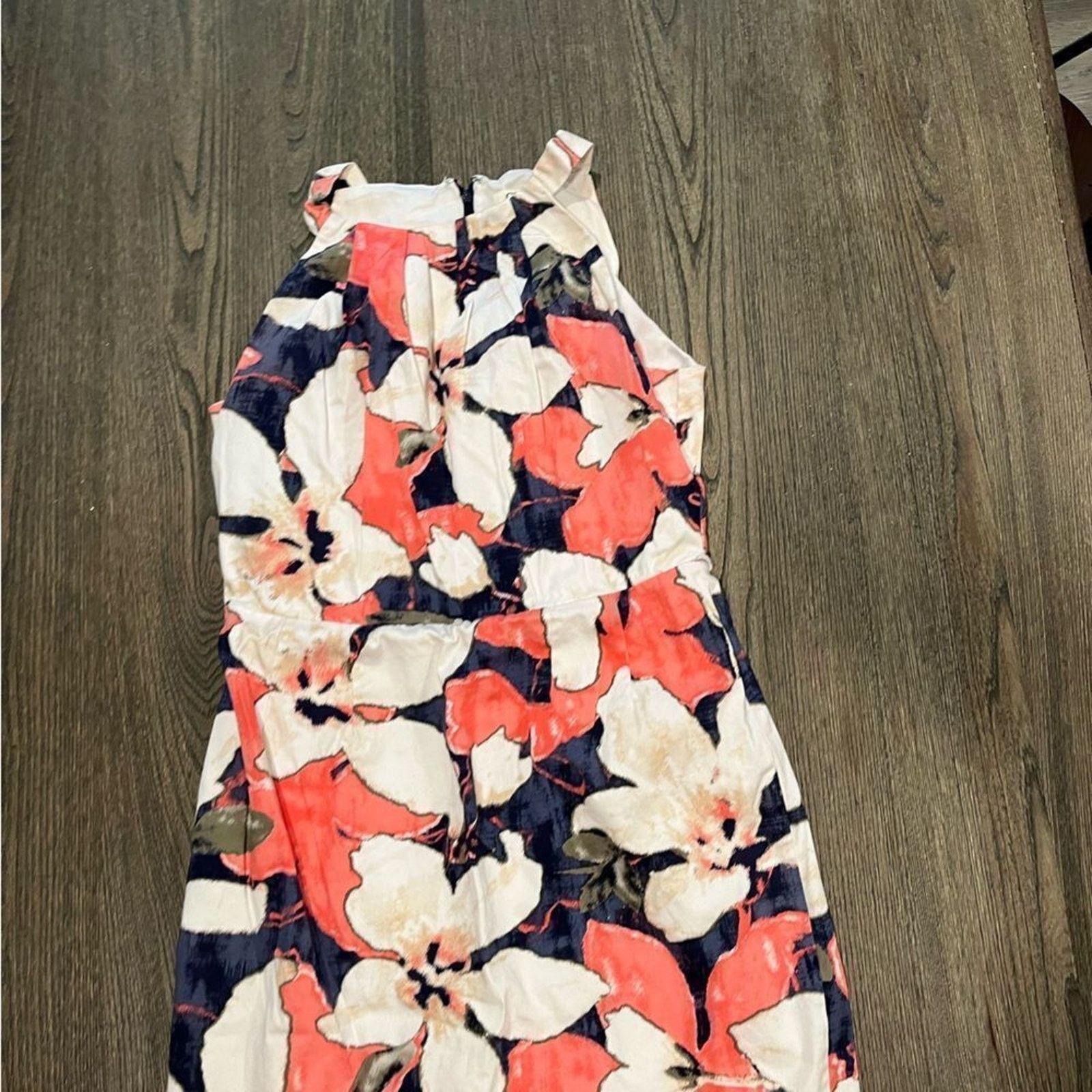 Vintage Cato Tropical Floral Cream Orange Sheath Dress Size 10 Size L / US 10 / IT 46 - 3 Thumbnail