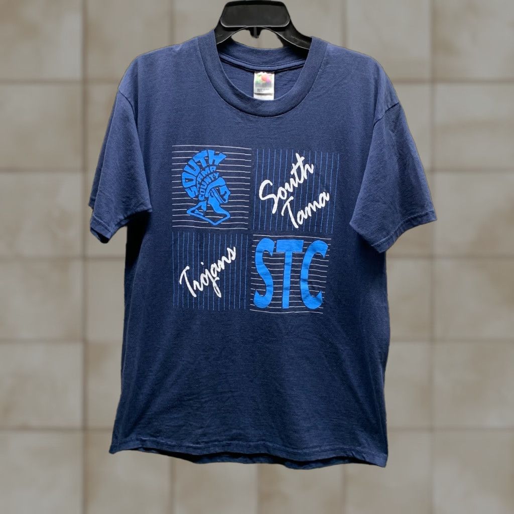 Fruit Of The Loom VINTAGE Fruit of the Loom Shirt Mens Large Blue Tama High Iowa Single Stitch T-Shirt Crew Neck Short Sleeve Cotton Classic school Mens Size US L / EU 52-54 / 3 - 1 Thumbnail