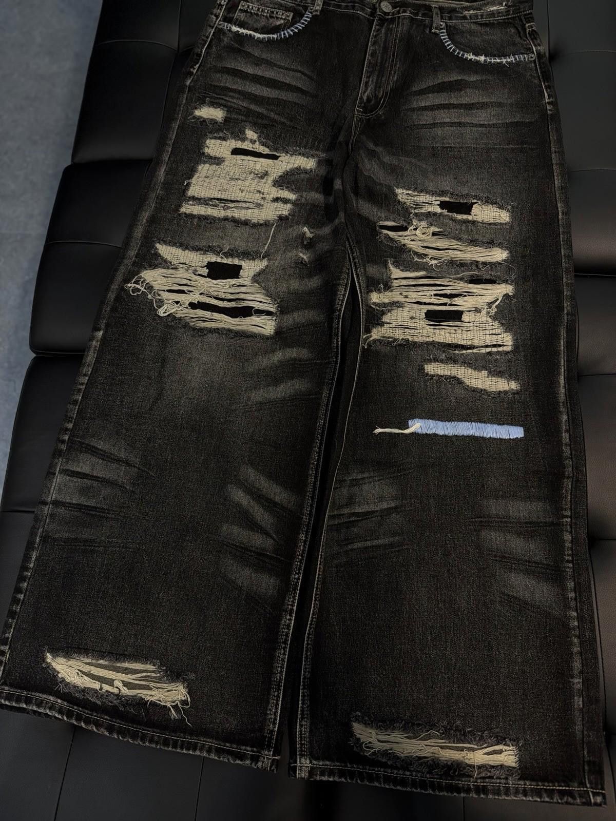 Vale Valley Baggy Denim Black Jeans Size 38 (NEW) Authentic Pants Size US 38 / EU 54 - 3 Thumbnail