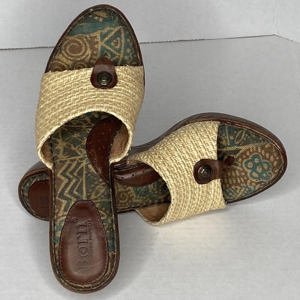 Born BORN Sandals, MOA1 Leather Wedge Slip On, 9 Size US 9 / IT 39 - 7 Thumbnail