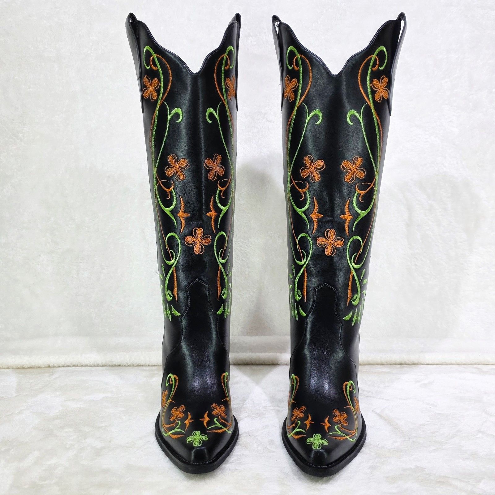 Other Loretta Green Orange Embroidery Country Western Cowgirl Knee Size US 7 / IT 37 - 3 Thumbnail