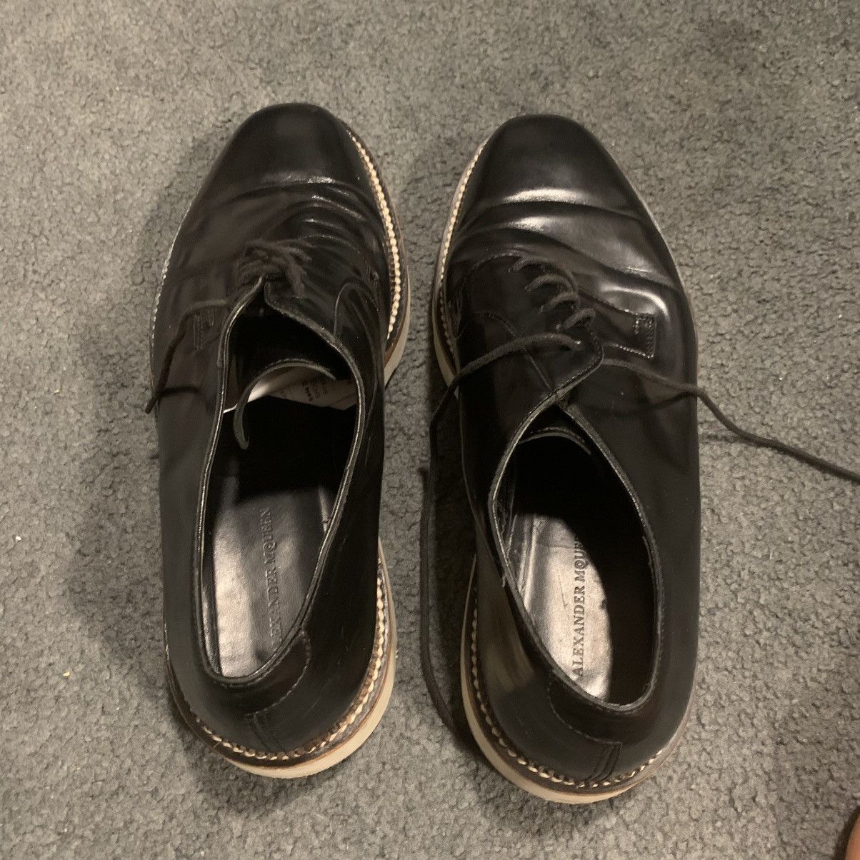 Alexander McQueen ALEXANDER MCQUEEN BLACK DERBY SHOES Size US 12 / EU 45 - 4 Thumbnail