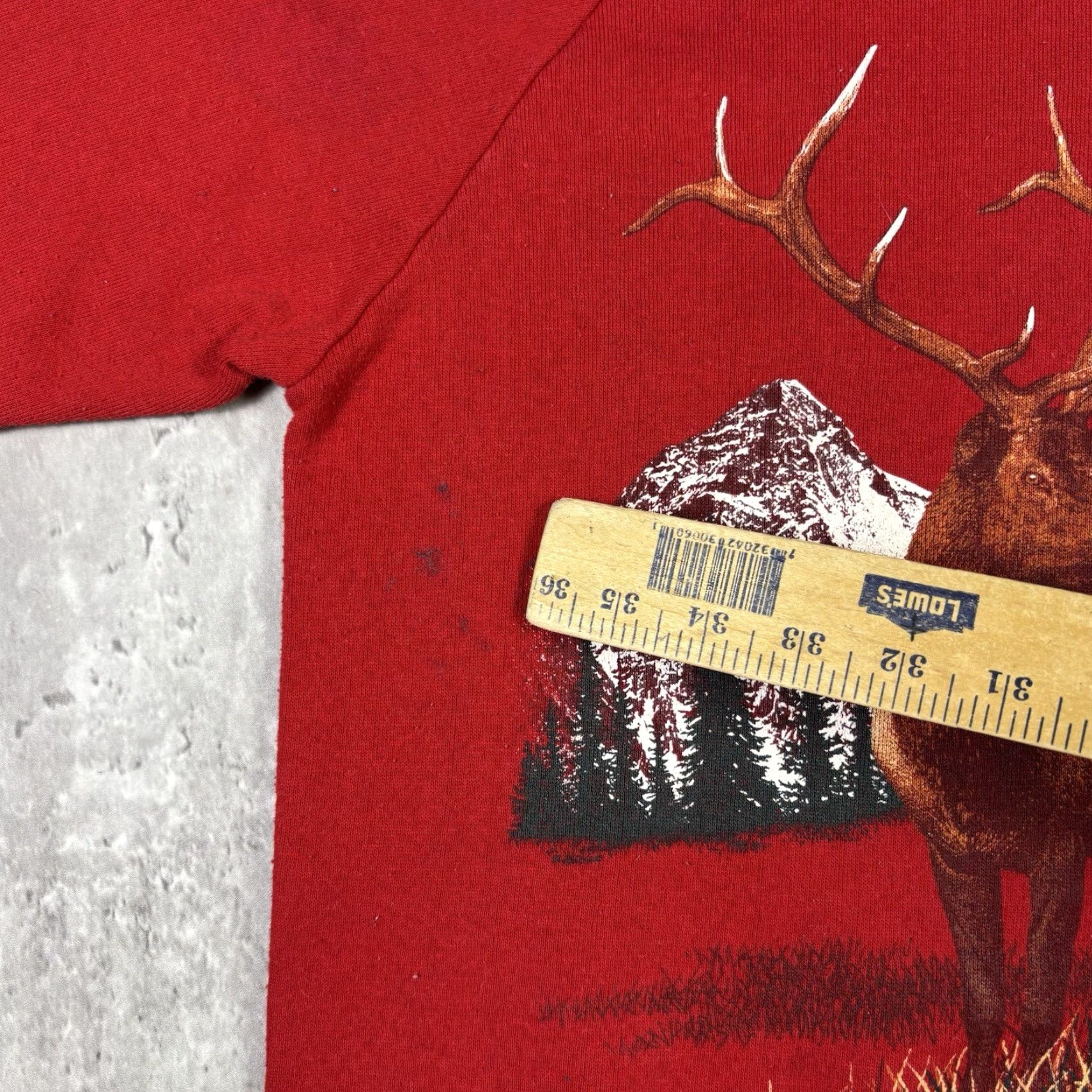 Jerzees VINTAGE Jerzees Sweatshirt Red Raglan Pullover Nature Animal Graphic Print Crew Neck Mens Medium Size US M / EU 48-50 / 2 - 7 Thumbnail