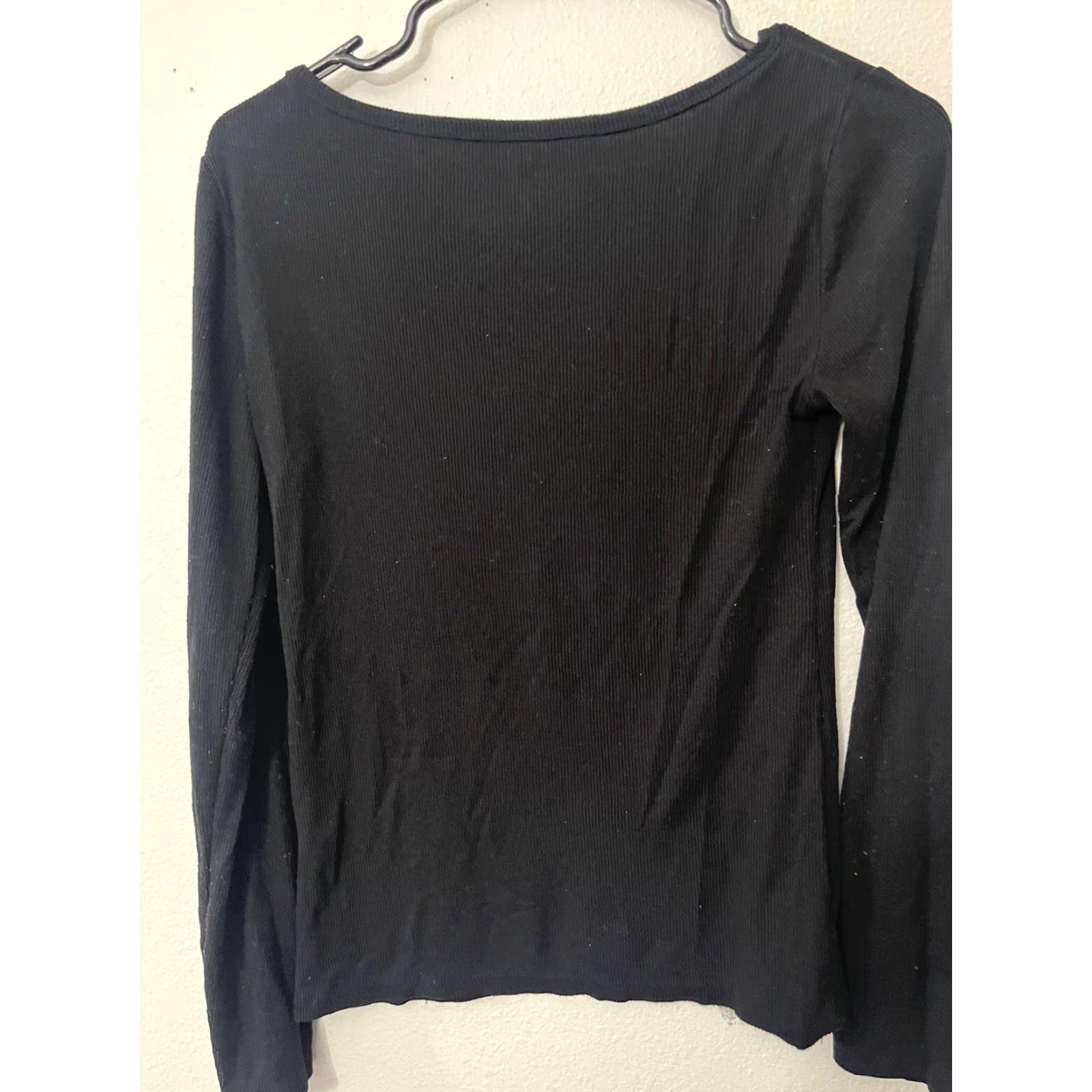Loft LOFT Womens Black Long Sleeve Shirt Knot Front Accent Size Small Solid Casual Size S / US 4 / IT 40 - 2 Thumbnail