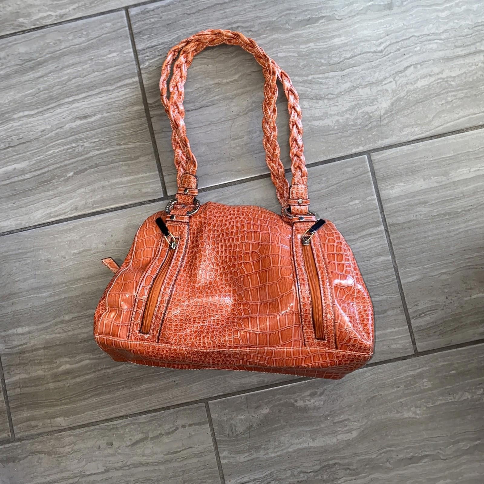 Fratelli Rossetti Rossetti Orange Faux Croc Skin Shoulder Bag Size ONE SIZE - 1 Thumbnail
