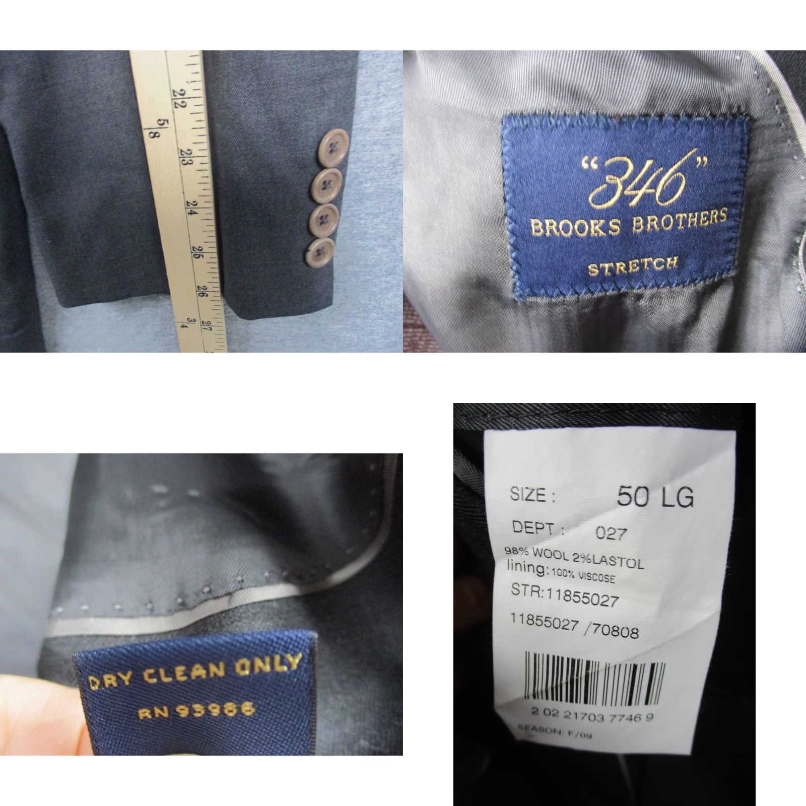 Brooks Brothers Brooks Brothers 346 Blazer Jacket 50 Men Wool Dark Gray EUC Size 50R - 8 Thumbnail