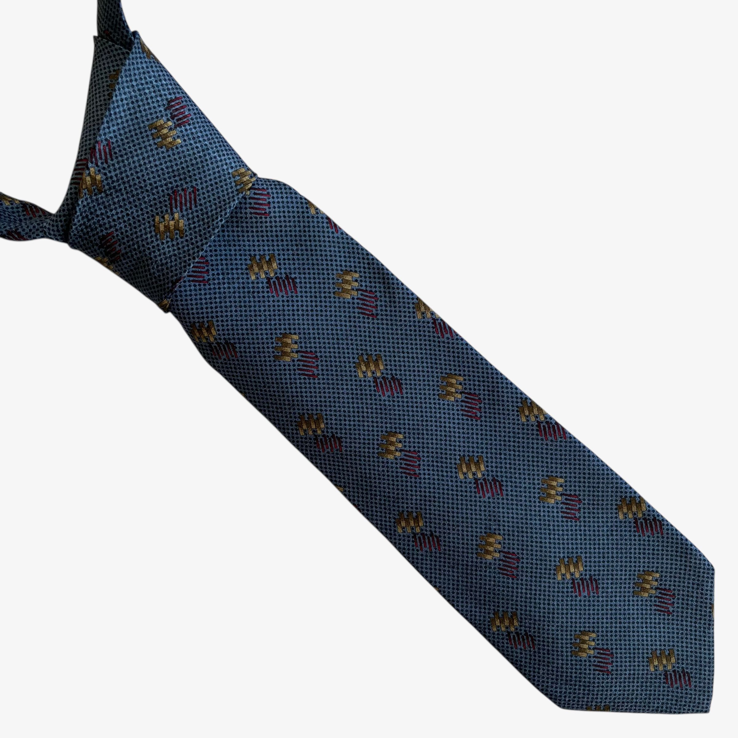 Calvin Klein Vintage 90s Calvin Klein Abstract Print Blue Silk Tie Size ONE SIZE - 1 Thumbnail