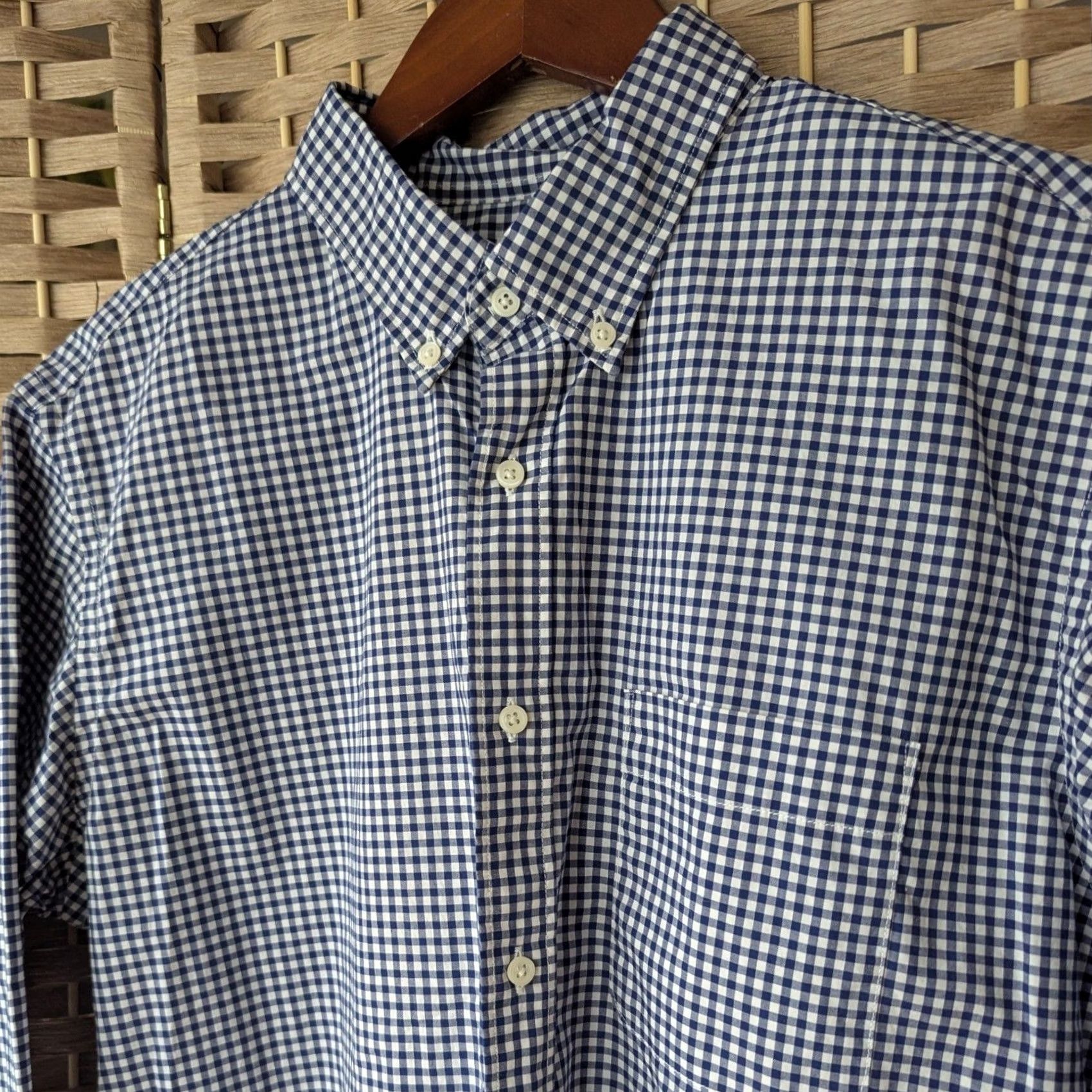 Uniqlo Uniqlo Shirt Button-Up Check Navy White Gingham Long Sleeve Mens M Cotton Fall Spring Summer Autumn Vintage No Size US M / EU 48-50 / 2 - 2 Thumbnail