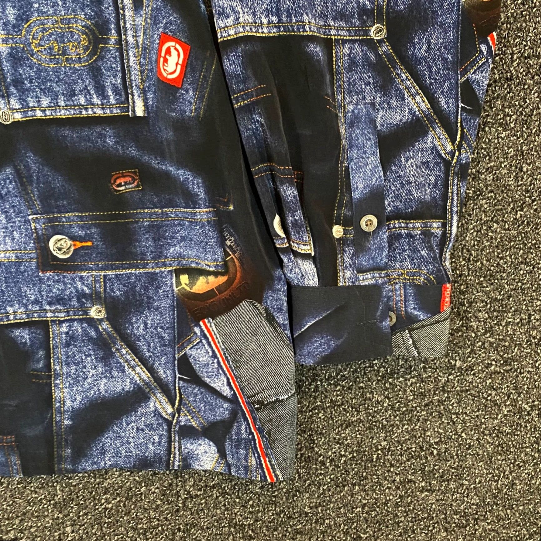 Ecko Unltd. ECKO UNLTD Shirt Mens 2XL Blue Denim Button Up Long Sleeve Vintage No Size US XXL / EU 58 / 5 - 4 Thumbnail