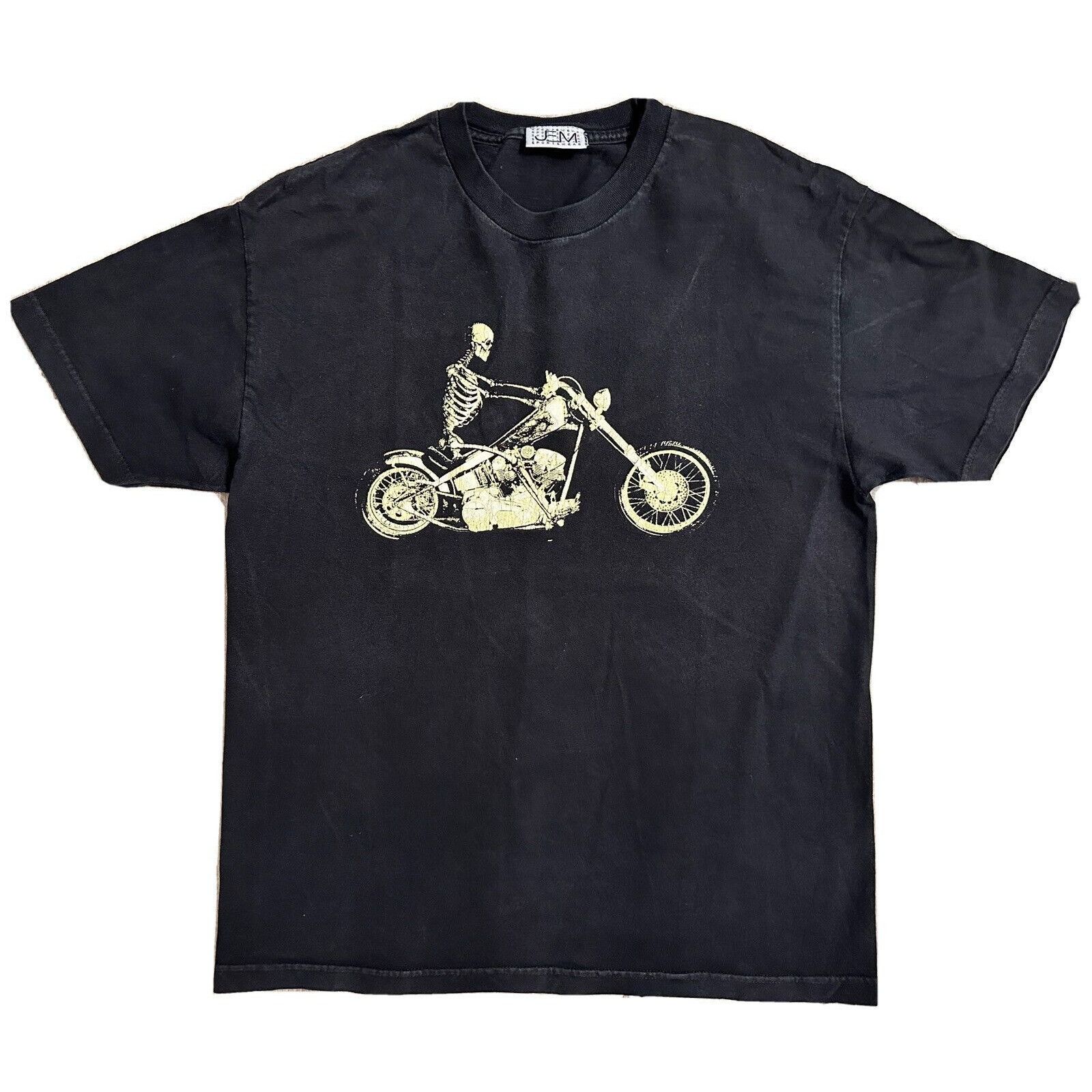 Vintage JEM Sportswear Vintage Men’s Black Biker Skeleton On A Motor Grailed
