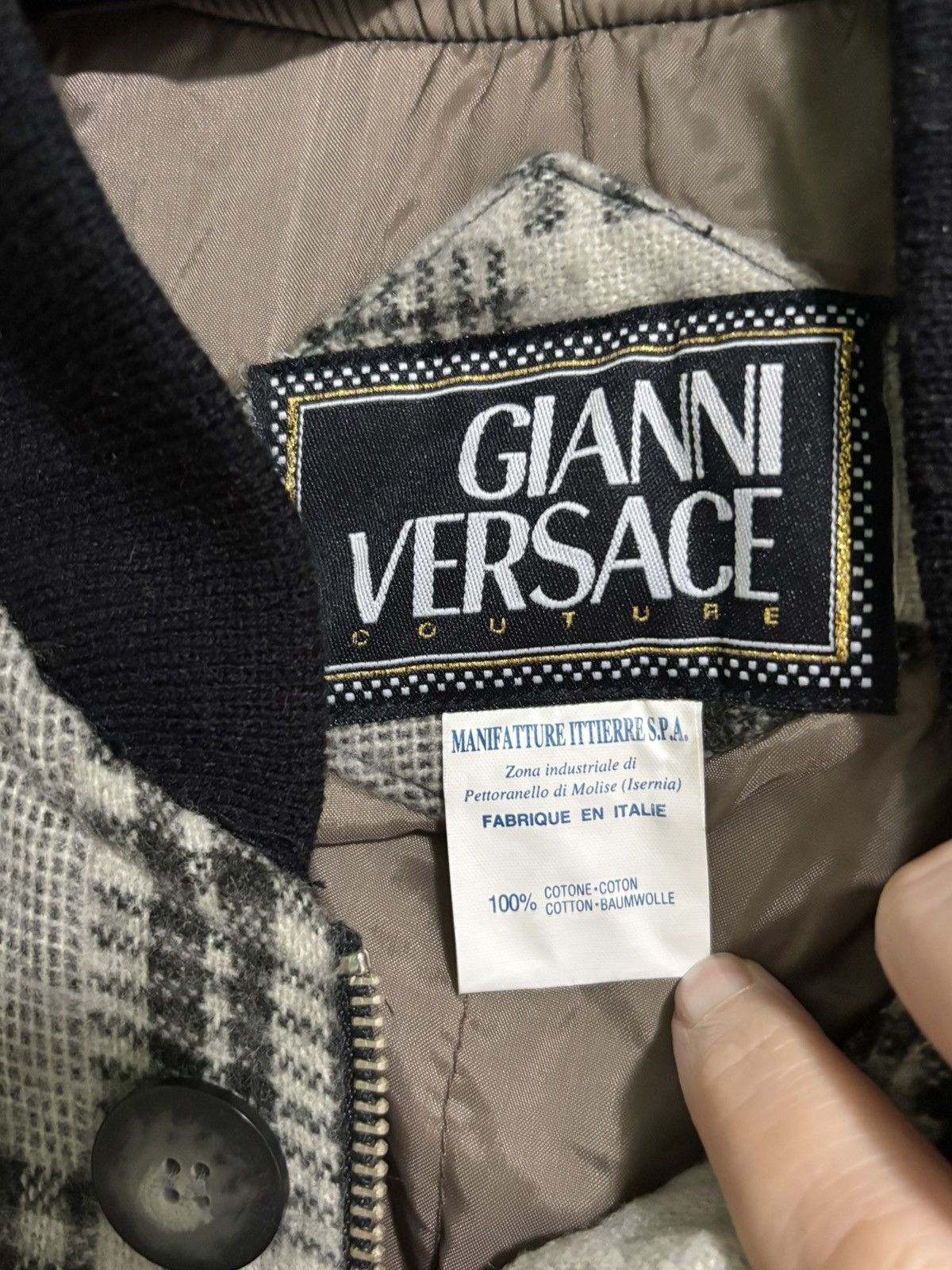 Versace Vintage Gianni Versace Patchwork Plaid Bomber Jacket Size US M / EU 48-50 / 2 - 3 Thumbnail