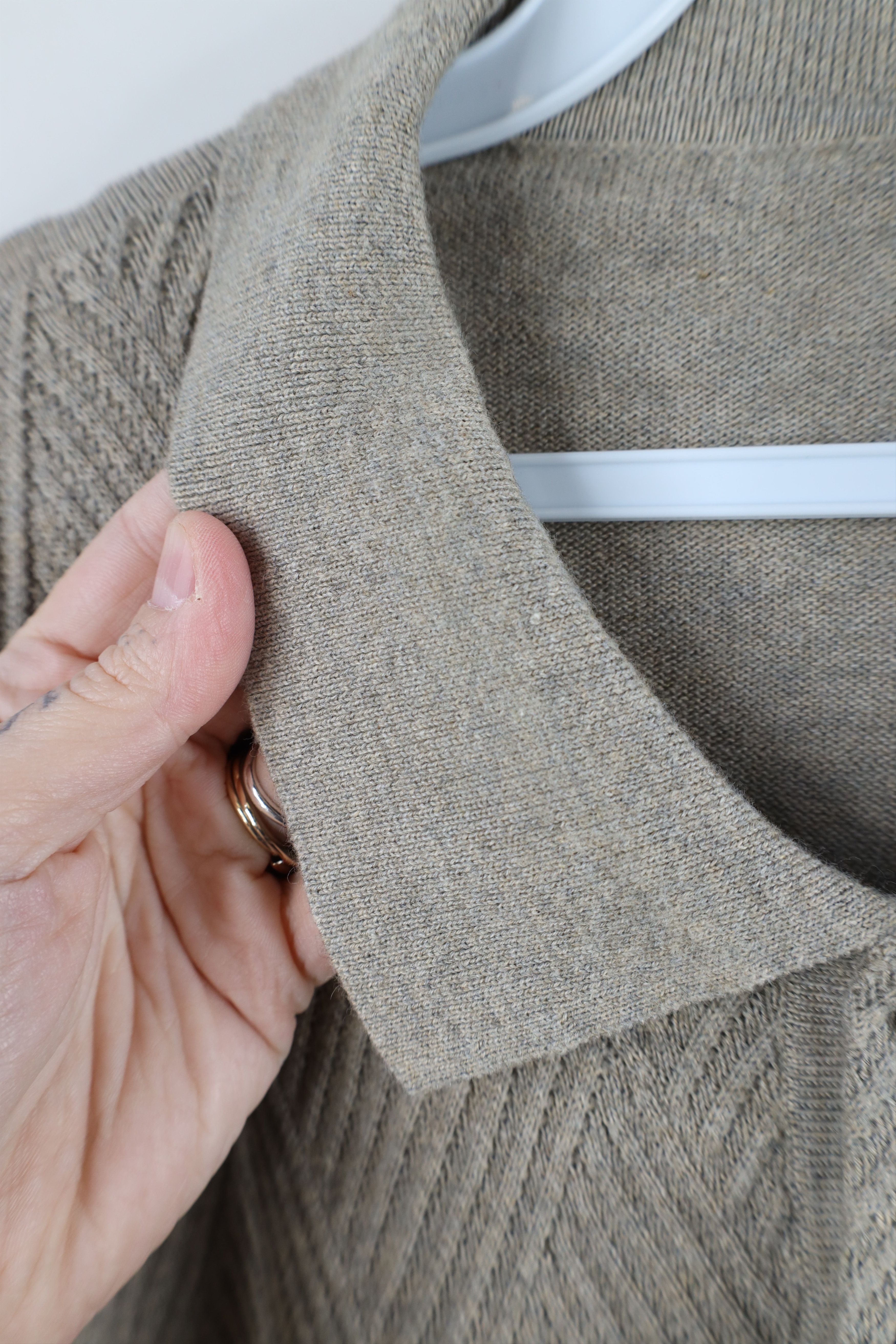 Vintage Vintage 90s Streetwear Diamond Knit Collared Polo Beige Size US XXL / EU 58 / 5 - 4 Thumbnail