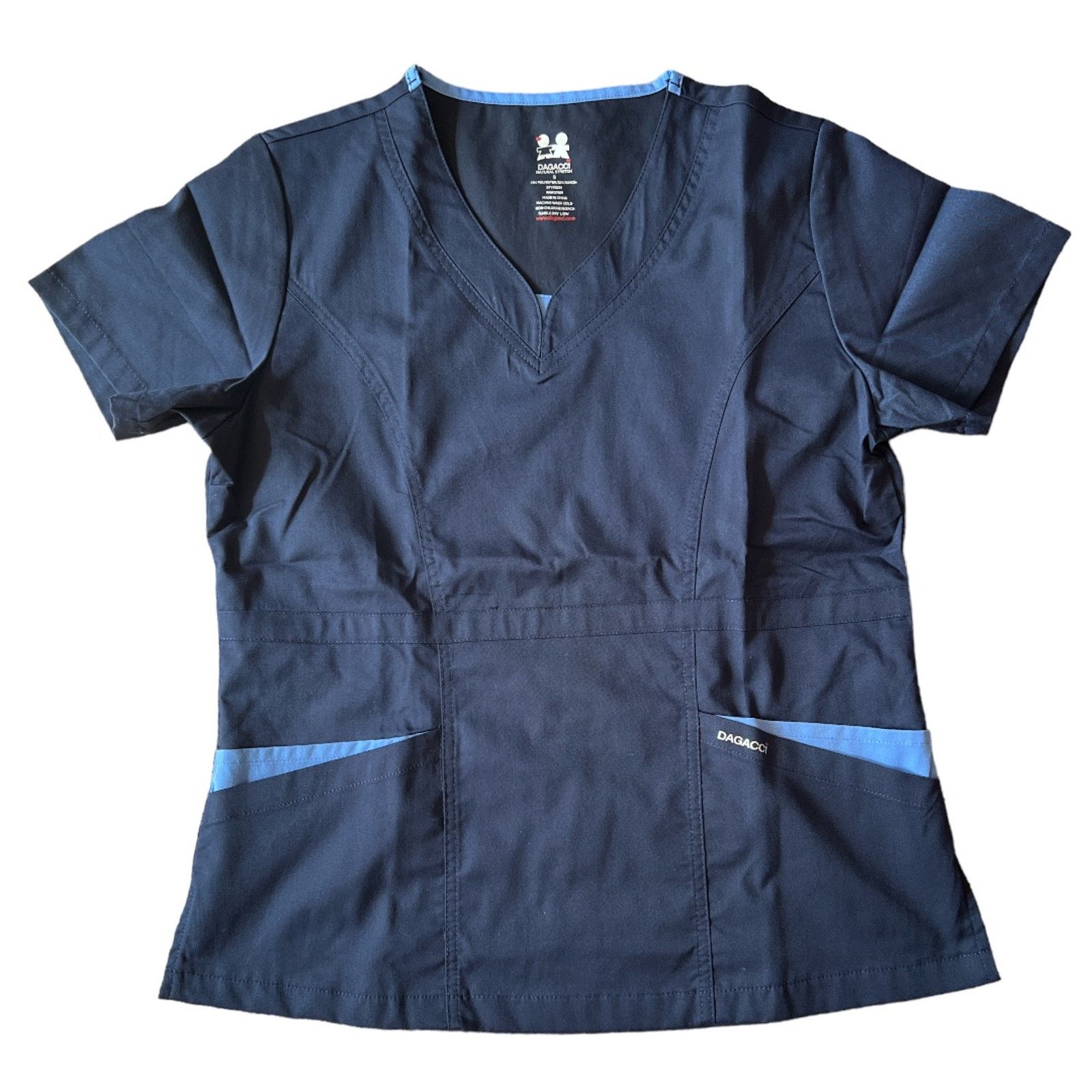 Other Dagacci Navy Blue V Neck 2 Pocket Scrubs Top, S Size S / US 4 / IT 40 - 1 Thumbnail