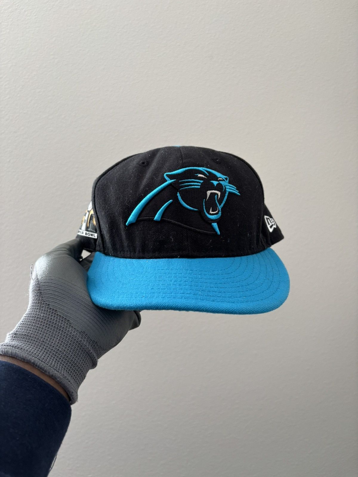 New Era 7 5/8 Carolina Panthers Fitted Hat Size ONE SIZE - 1 Thumbnail