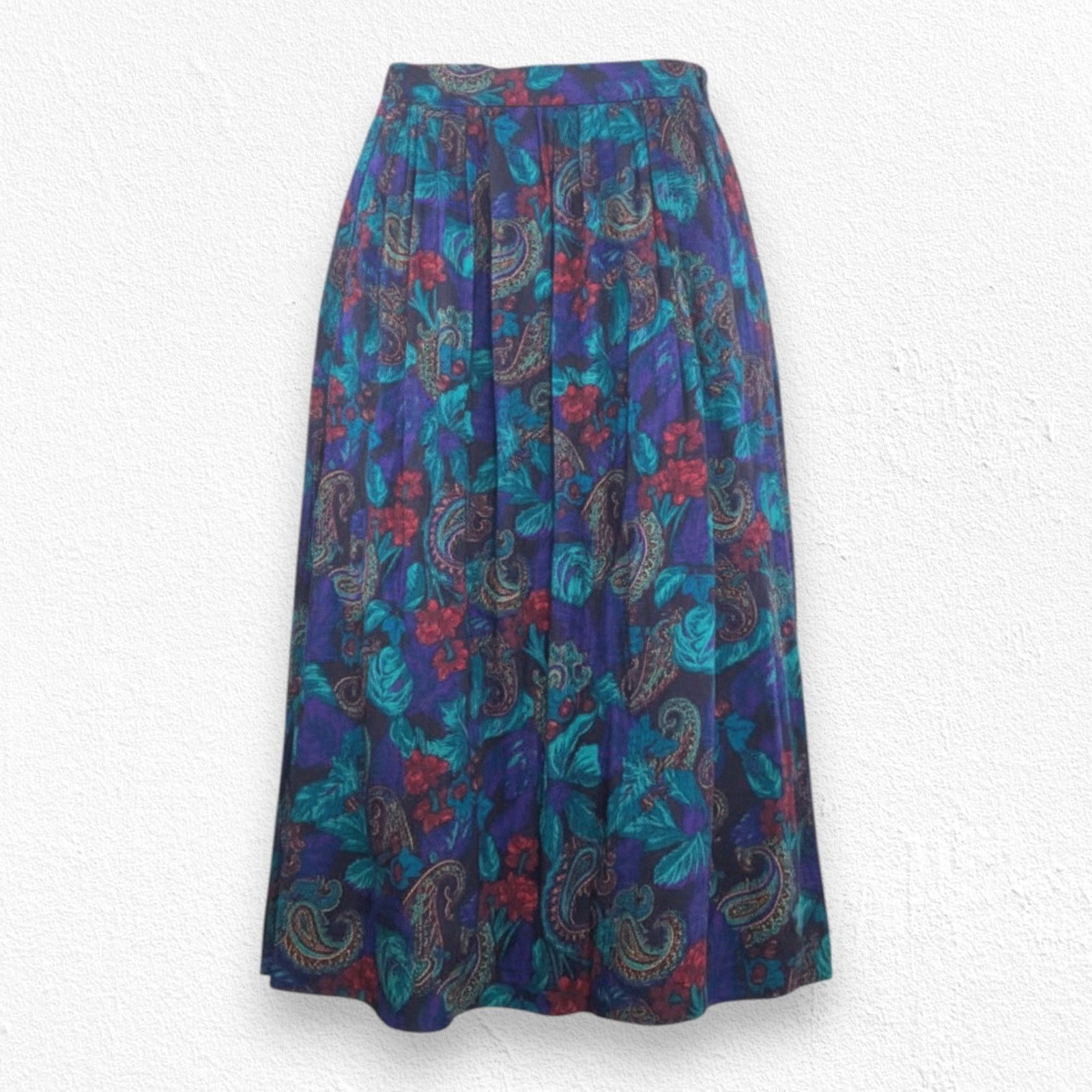 Vintage 90s Briggs Rayon Midi Skirt Dark Academia Size 14 Size 36" / US 14 / IT 50 - 1 Thumbnail