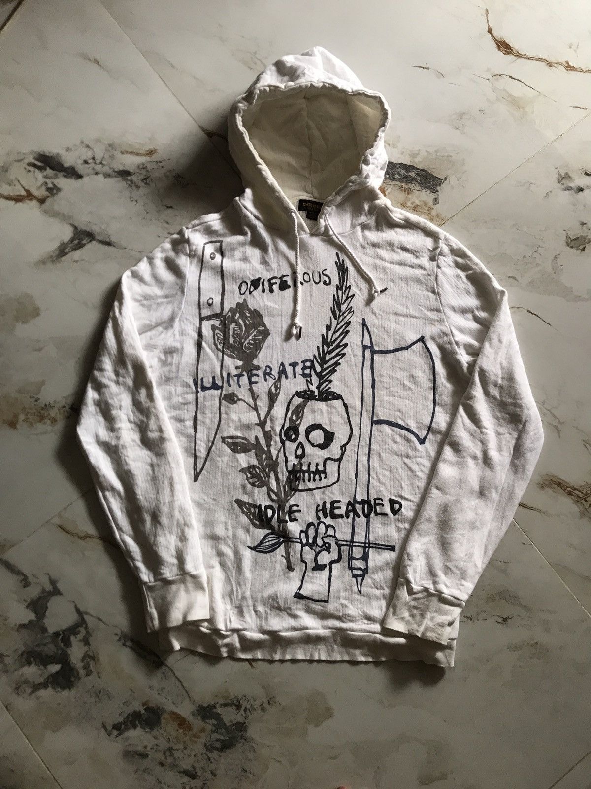 image of Archival Clothing Diesel Hoodie in White, Men's (Size XL)