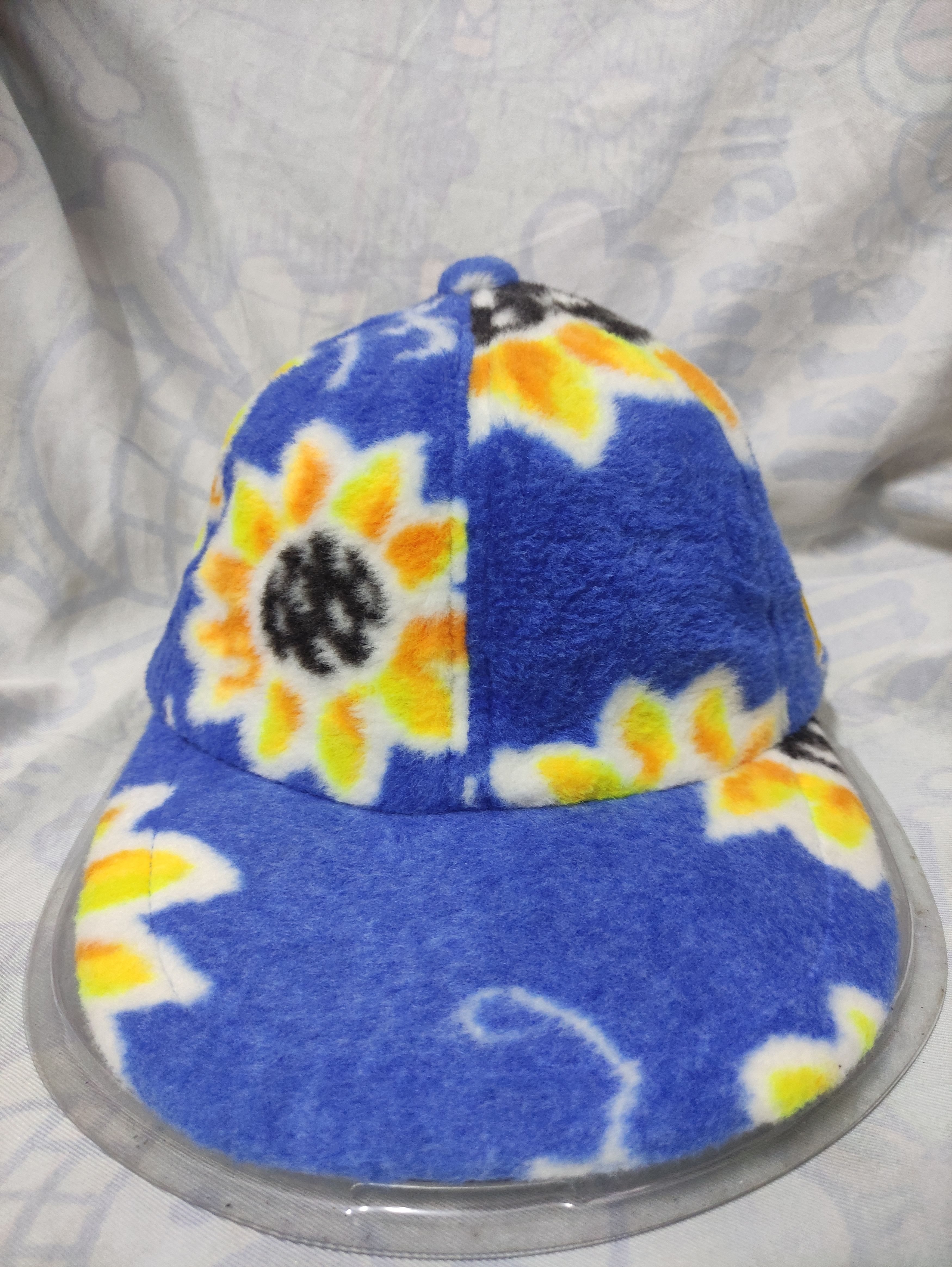 Ellesse × Vintage ELLESSE ITALY WINTER FLEECE CAP FULL PRINT SUNFLOWER Size ONE SIZE - 8 Thumbnail
