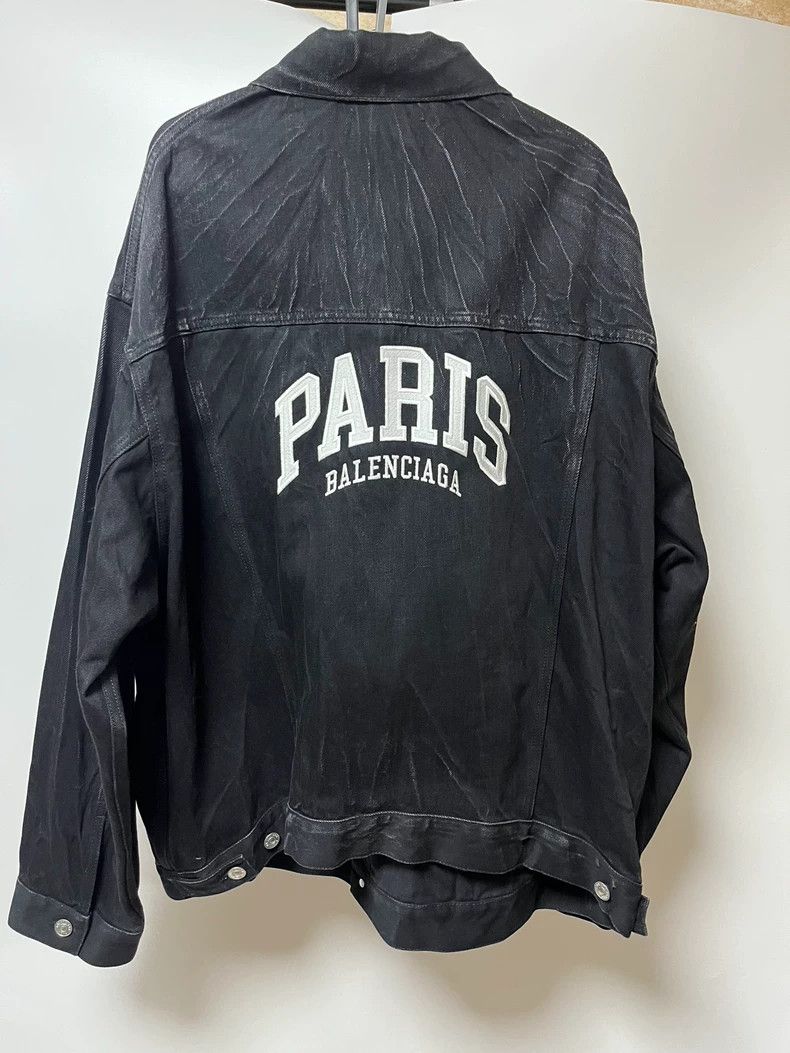 Balenciaga Balenciaga Black washed denim water ripple Paris logo deni Size US S / EU 44-46 / 1 - 1 Thumbnail