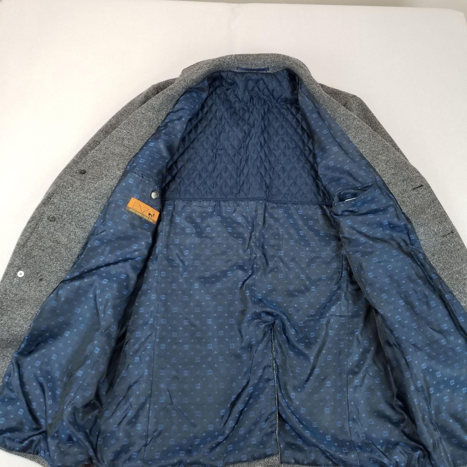 Other Enzo Tovare Coat 44 Gray Wool Blend Quilted Lined Overcoat Size US L / EU 52-54 / 3 - 6 Thumbnail