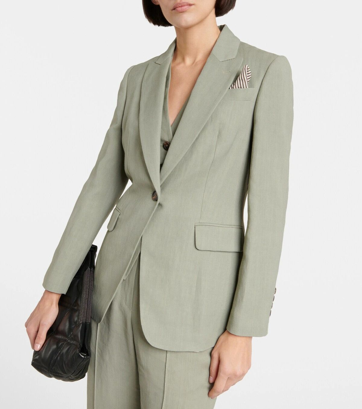 Brunello Cucinelli o1y0725 Blazer in Sage Green Size S / US 4 / IT 40 - 1 Thumbnail