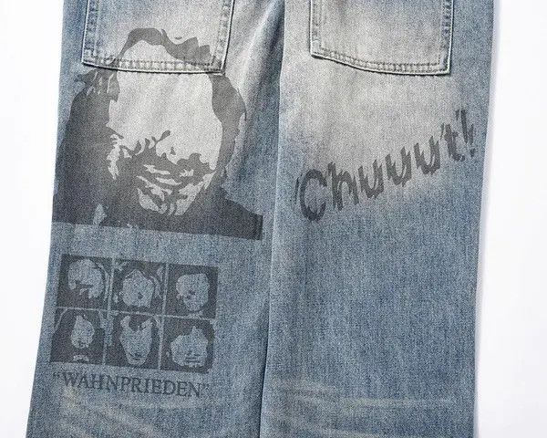 Jean Chiyuri x Kyoko EYES Print Graphic Flare Denim Jeans Size US 32 / EU 48 - 7 Thumbnail