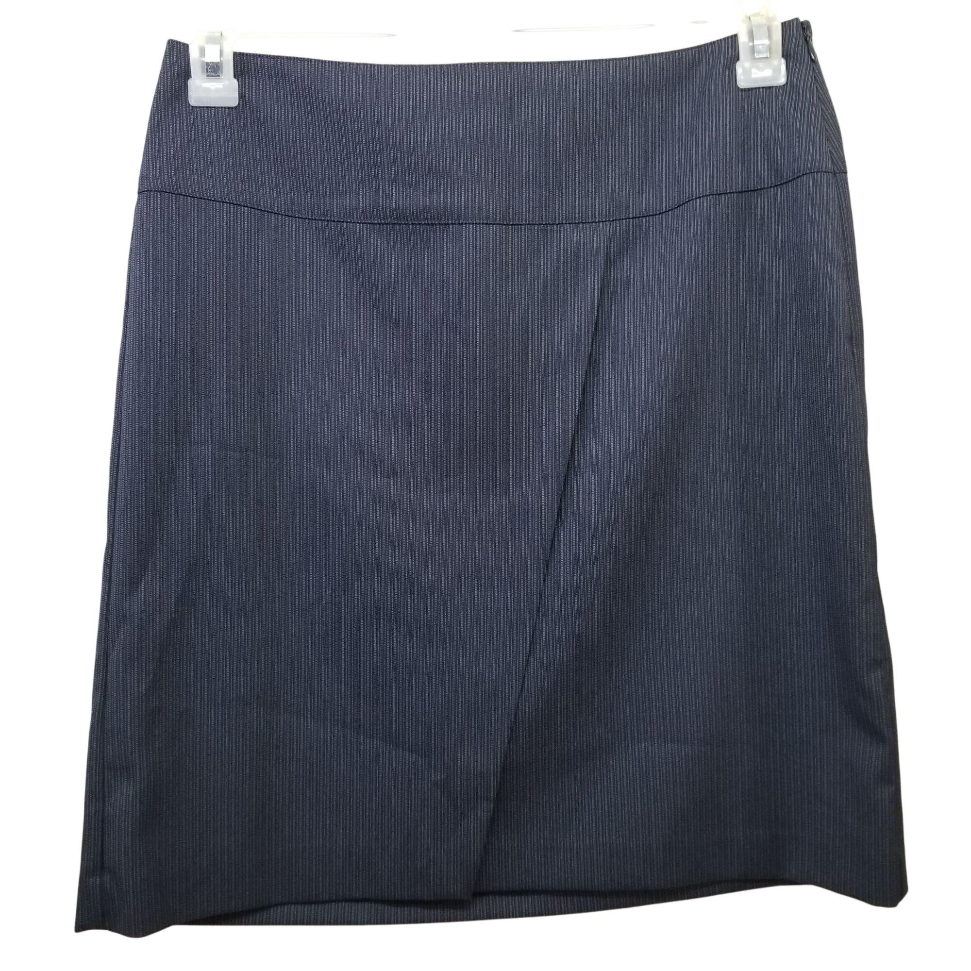 Other Stile Benetton 6 Blue Pinstripe Pencil Skirt Faux Wrap Caree Size 28" / US 6 / IT 42 - 1 Thumbnail