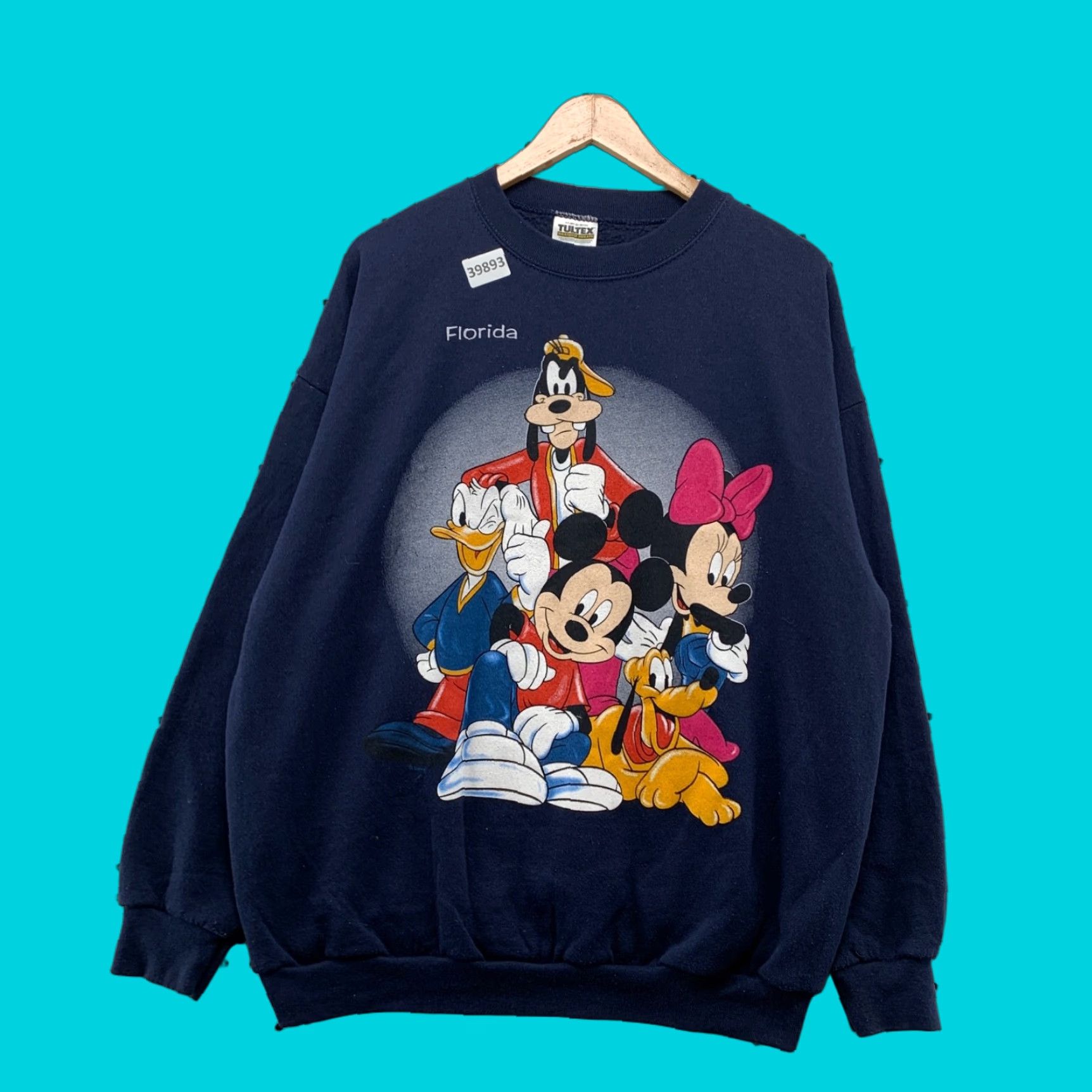 Tultex VINTAGE Mikey Mouse Minnie Crewneck Sweatshirt Men XL Navy Blue USA 24x28.5 Graphic Print Tultex 90s Cartoon Mens Size US XL / EU 56 / 4 - 1 Thumbnail