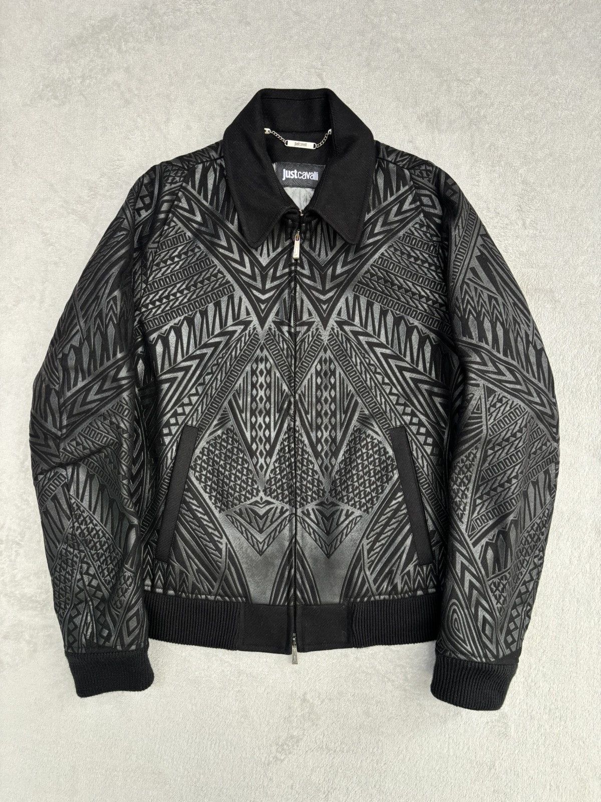 Just Cavalli AW 2014 Just Cavalli Geometric Tribal Embossed Bomber Jacket Size US M / EU 48-50 / 2 - 1 Thumbnail