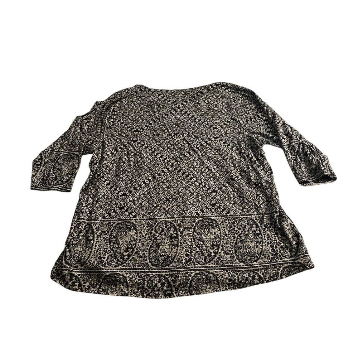 Lucky Brand Boho Paisley Tunic Top Black Cream Lucky Brand 2X Size XXL / US 16-18 / IT 52-54 - 5 Thumbnail